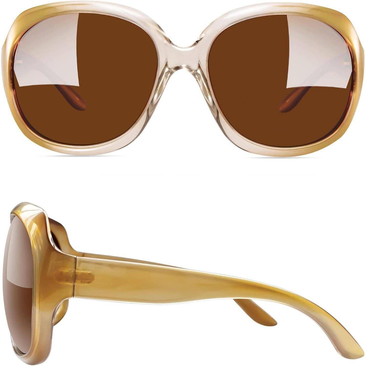 Sonnenbrille Damen Oversized B08-champagner Braun Wie die Bilder