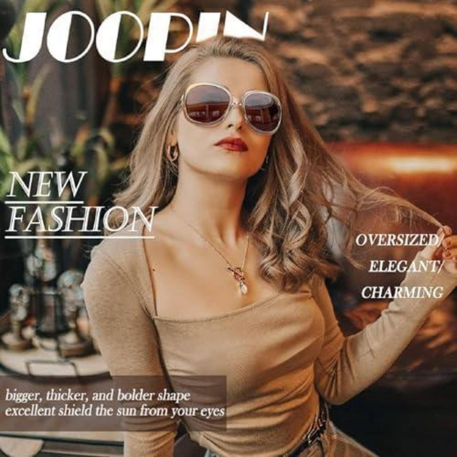 Sonnenbrille Damen Oversized B08-champagner Braun Wie die Bilder