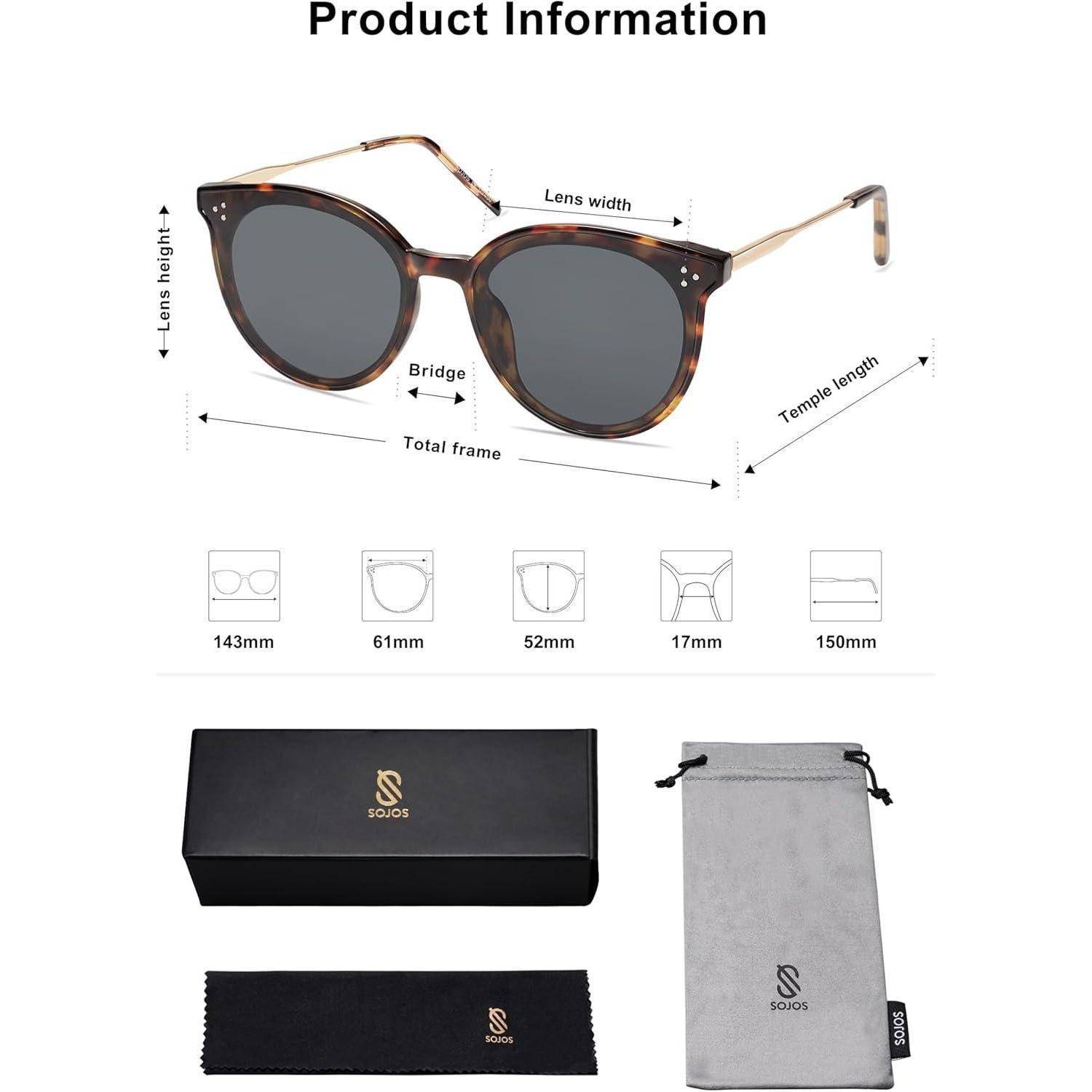 Sonnenbrille Damen Retro Cateye Rund Übergroß Dunkles Schildpatt Grau