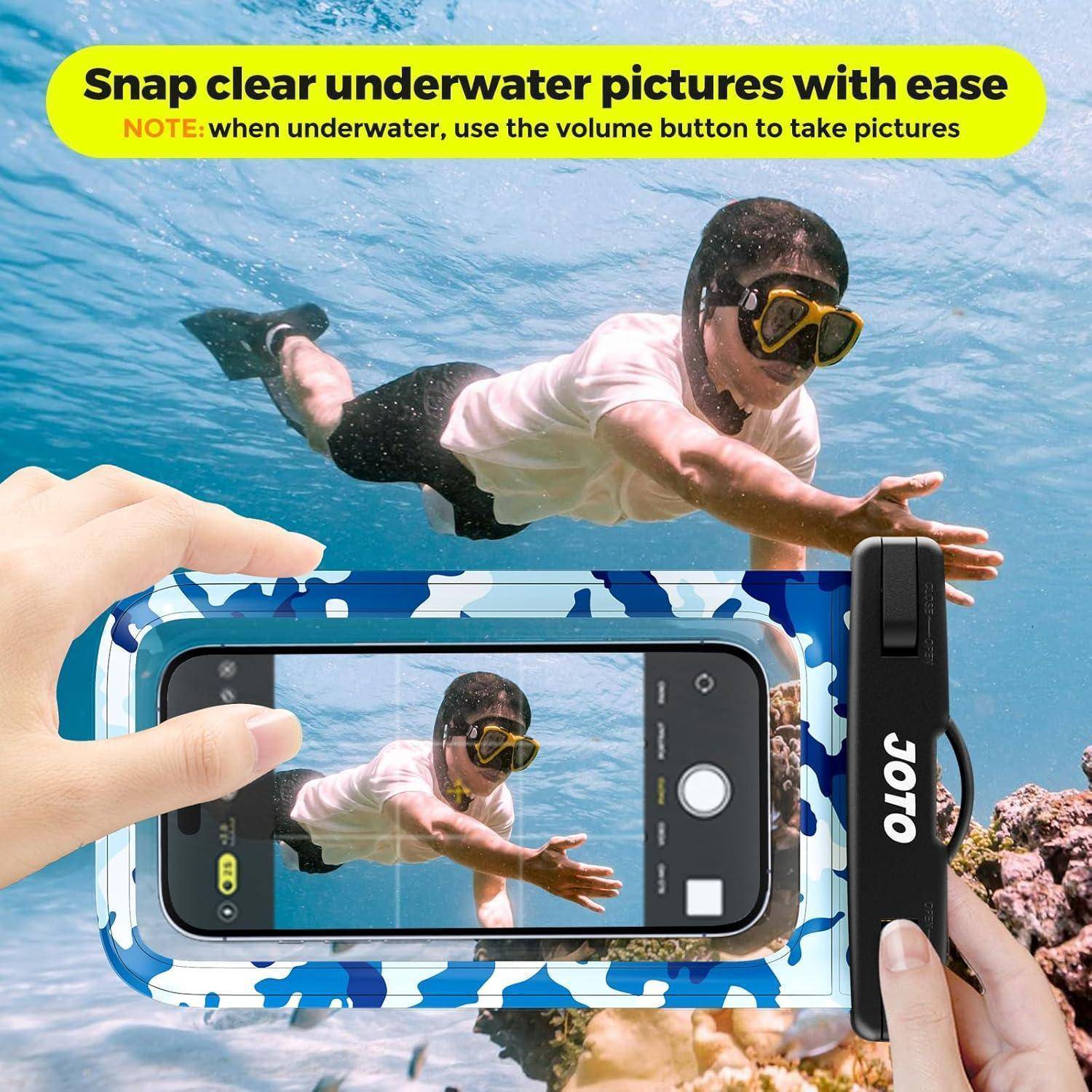 Handyhülle Wasserdicht Unterwasser IPX8 Waterproof 7 Zoll Camo Blau