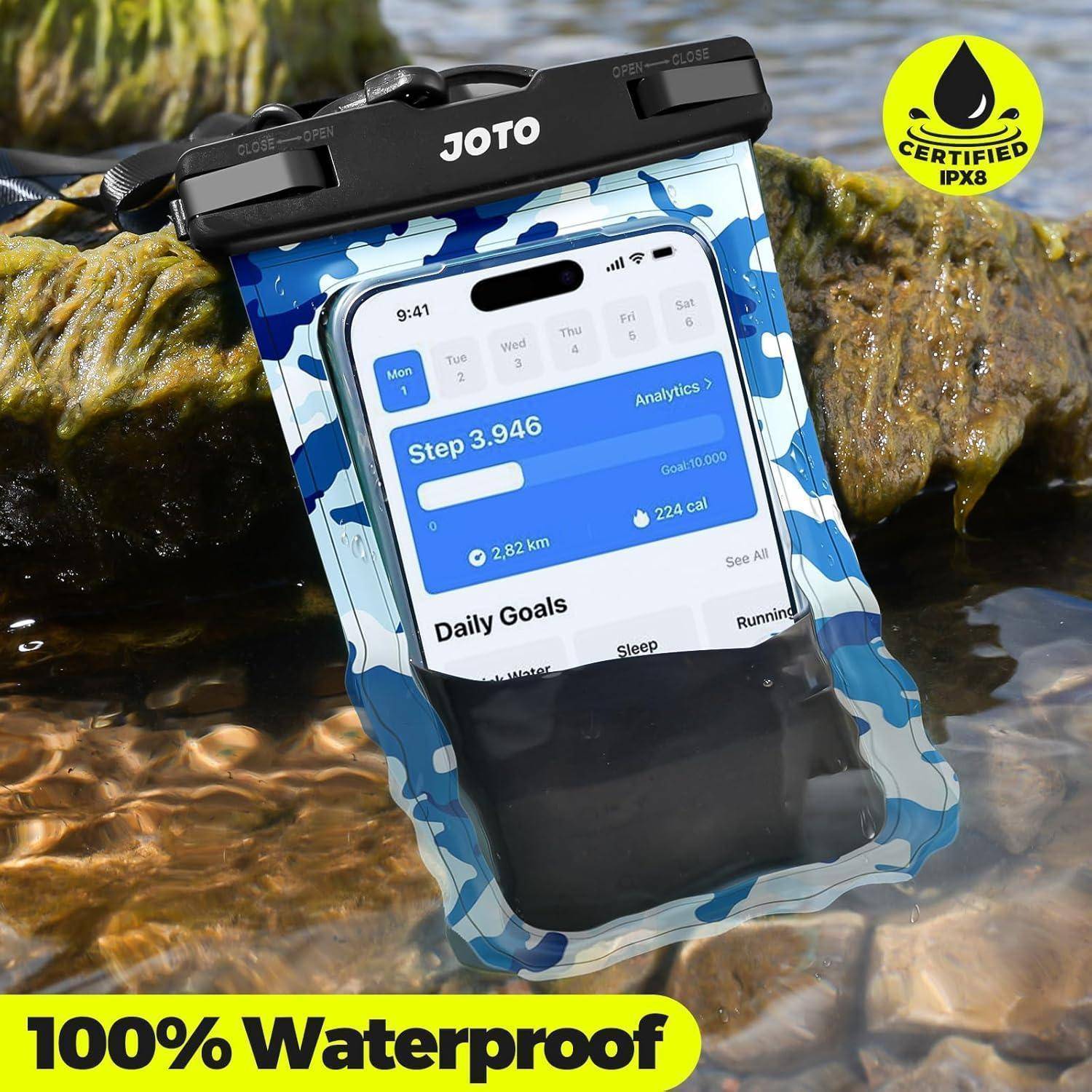 Handyhülle Wasserdicht Unterwasser IPX8 Waterproof 7 Zoll Camo Blau