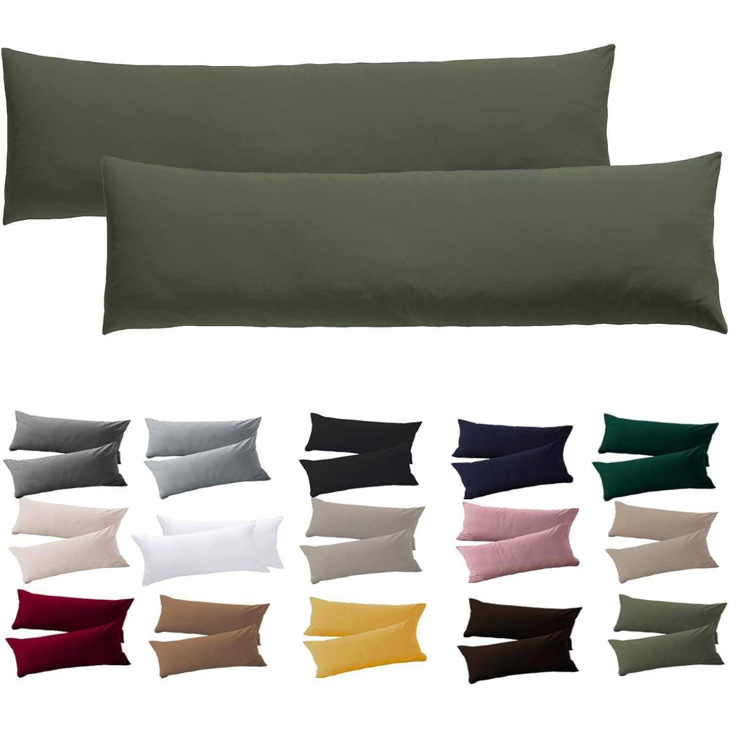 Seitenschläferkissenbezug Mikrofaser 40 x 145 cm 2 Stück Olivergrün