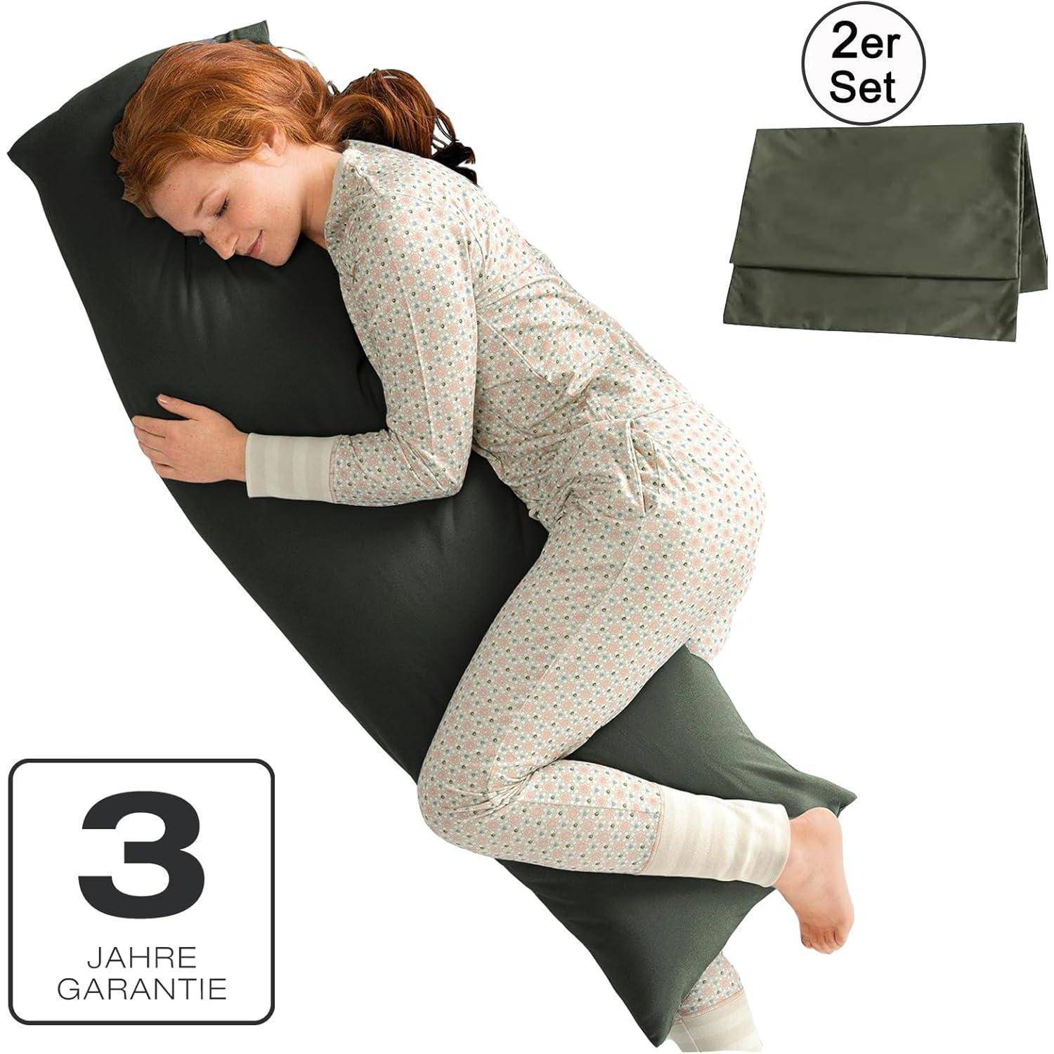 Seitenschläferkissenbezug Mikrofaser 40 x 145 cm 2 Stück Olivergrün