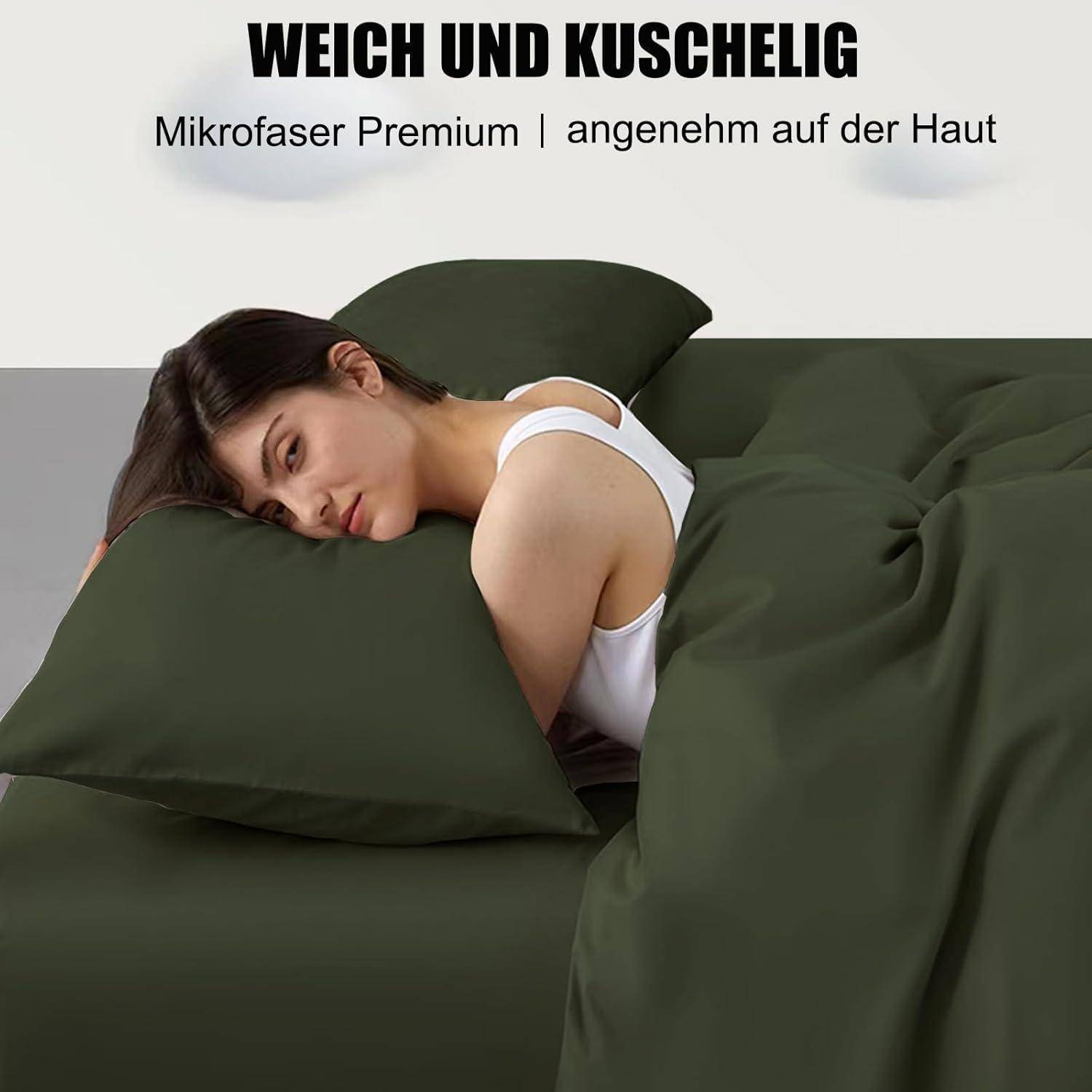 Seitenschläferkissenbezug Mikrofaser 40 x 145 cm 2 Stück Olivergrün
