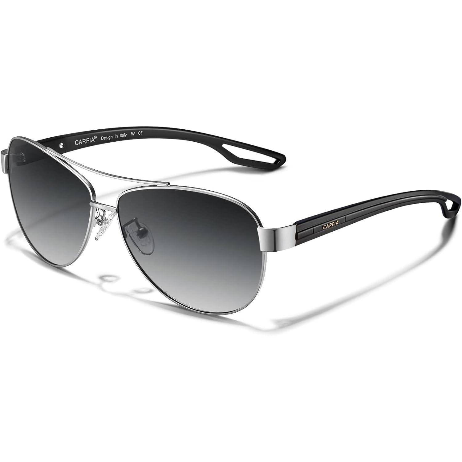 Sonnenbrille Polarisierte Damen Rahmen Silber Linsen Farbverlauf Grau