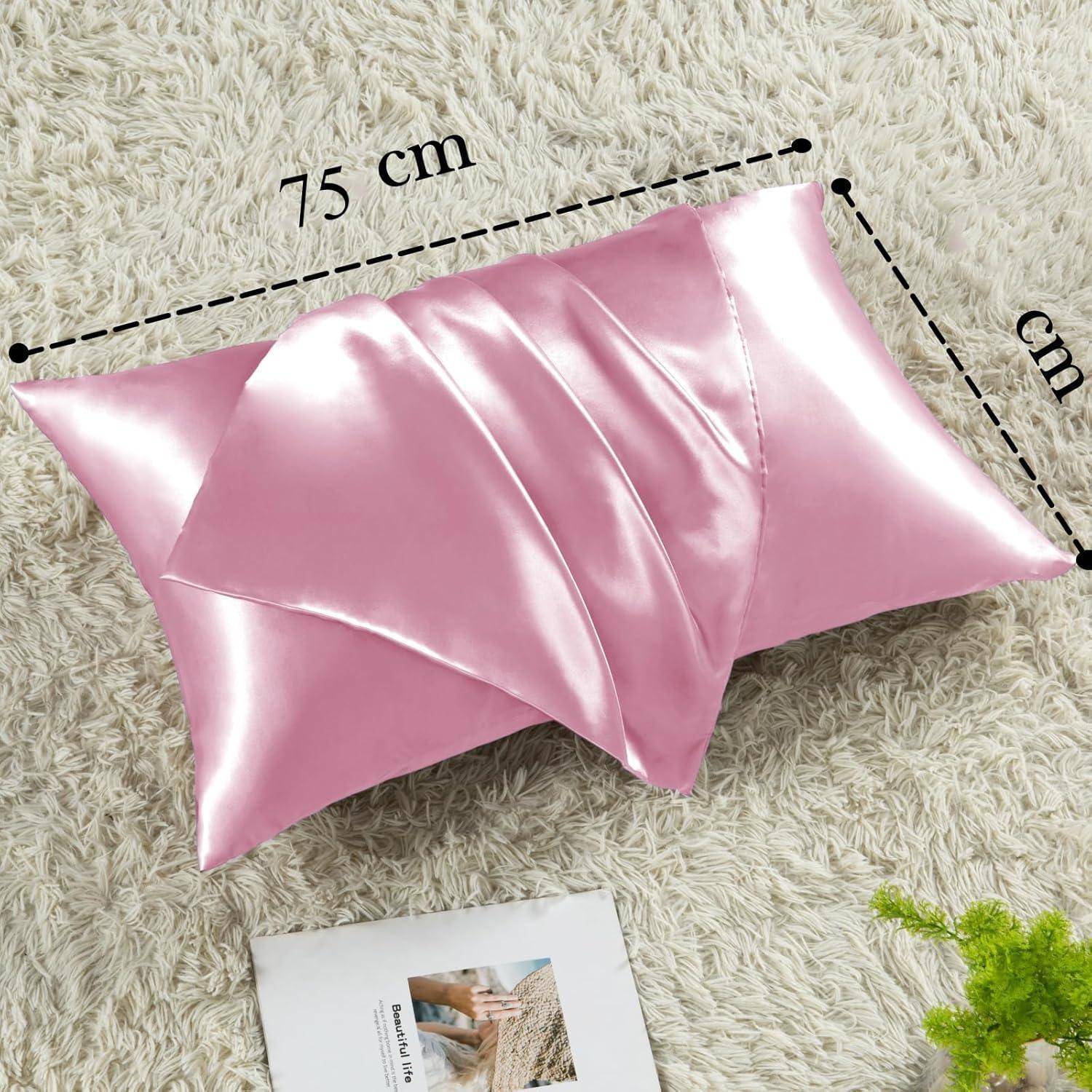 Kissenbezug Satin 50x75 4er Set 50x75cm(4pc) with 2 Haargummis Pink 4