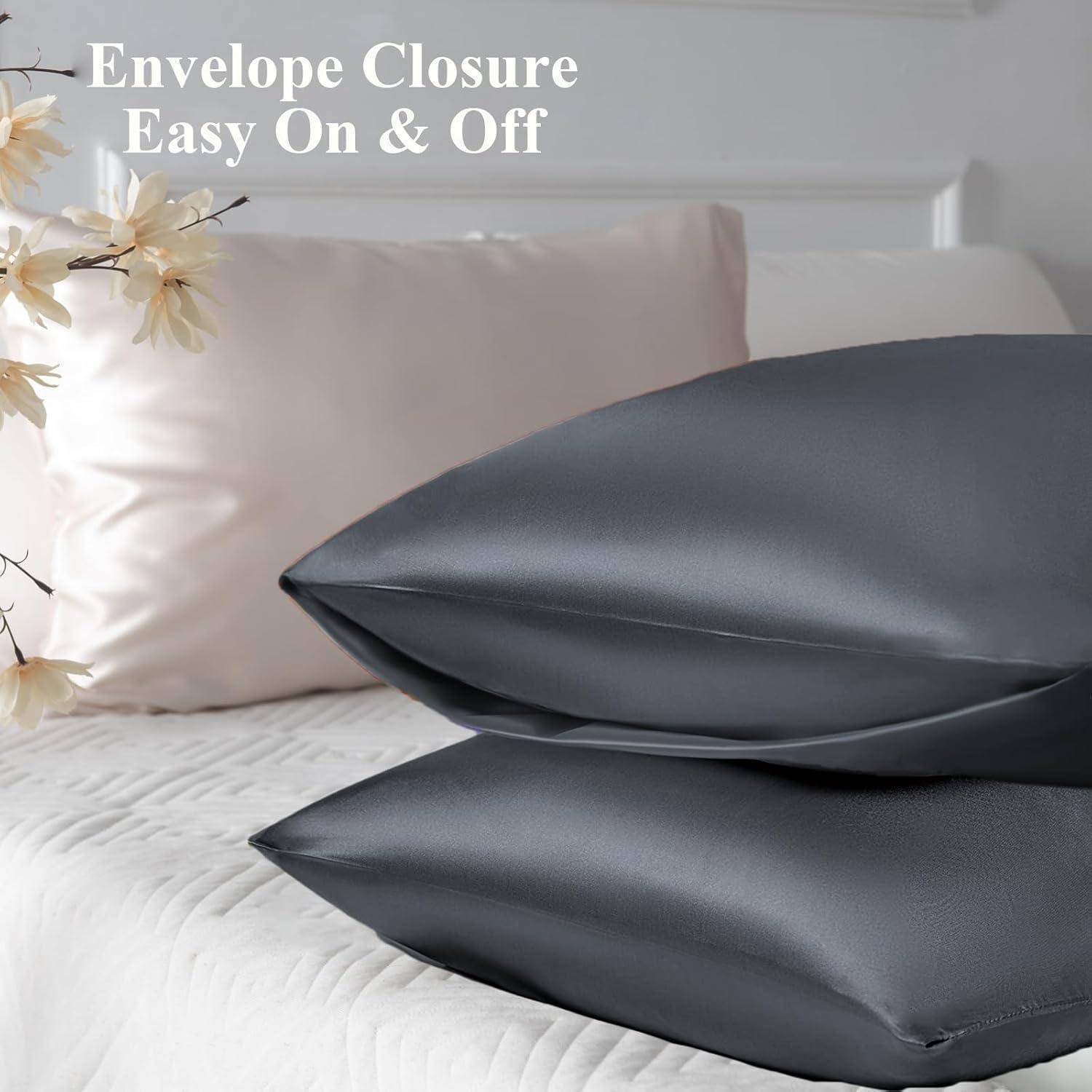 Kissenbezug Satin 50x75 50x75cm(4pc) with 2 Haargummis Dunkelgrau 4