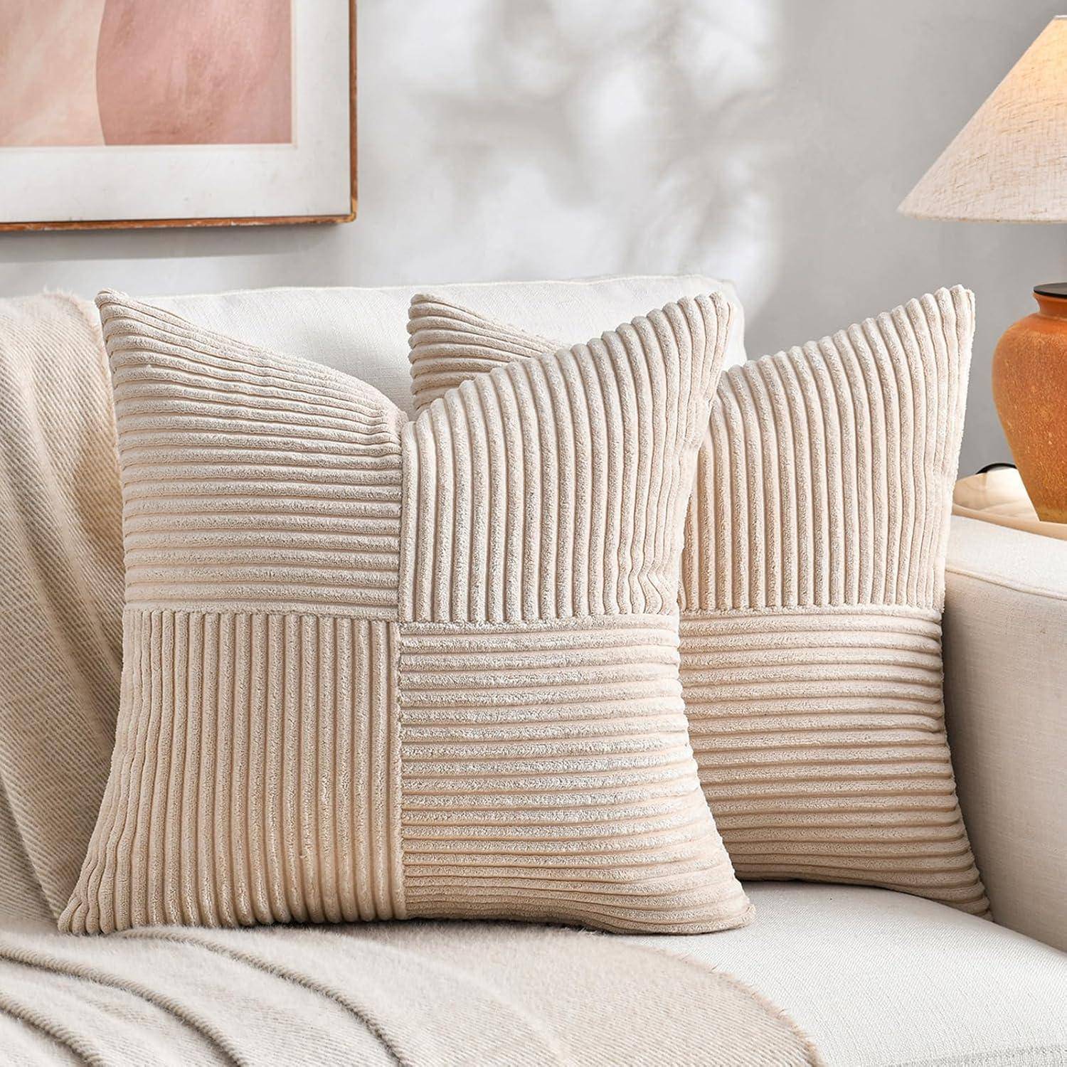 Kissenbezug Kordsamt Dekokissen Boho Sofa 70 x 70 cm 2 Stück Khaki