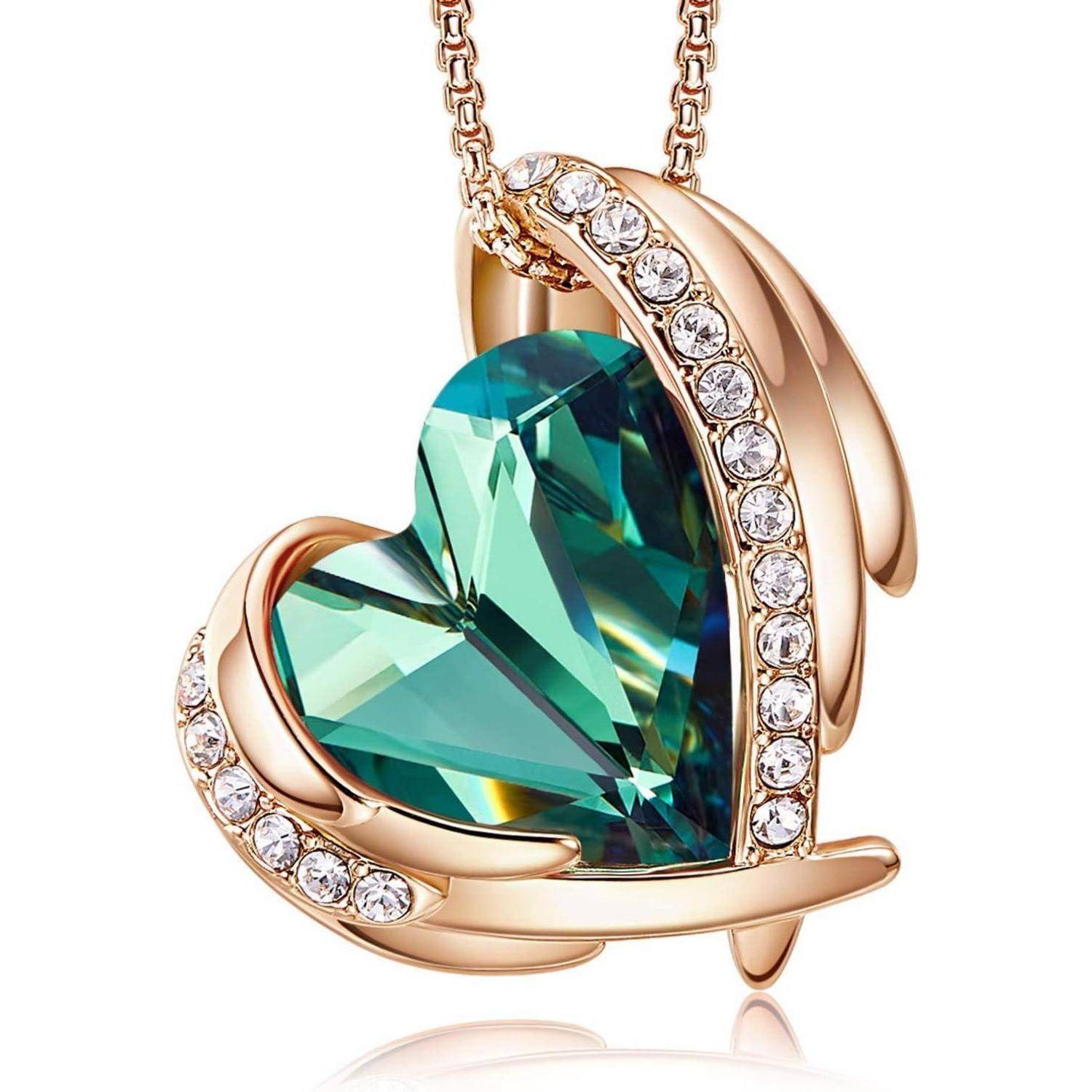 Halskette Damen Rosegold Herz Geschenk Valentinstag Roségold Grün