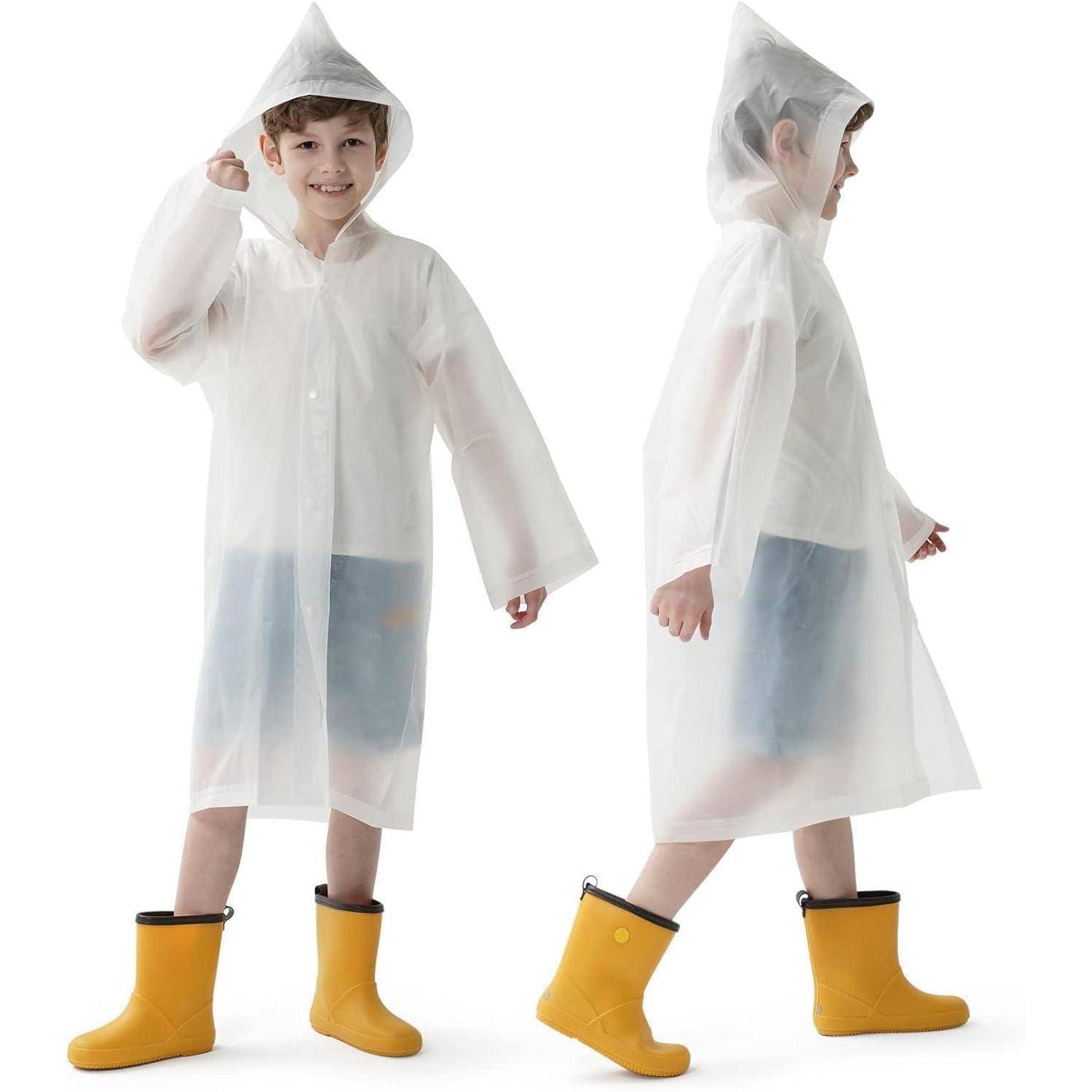 Regenponcho Kinder Regencape Kapuze Ärmel Einheitsgröße 2 Stück weiß
