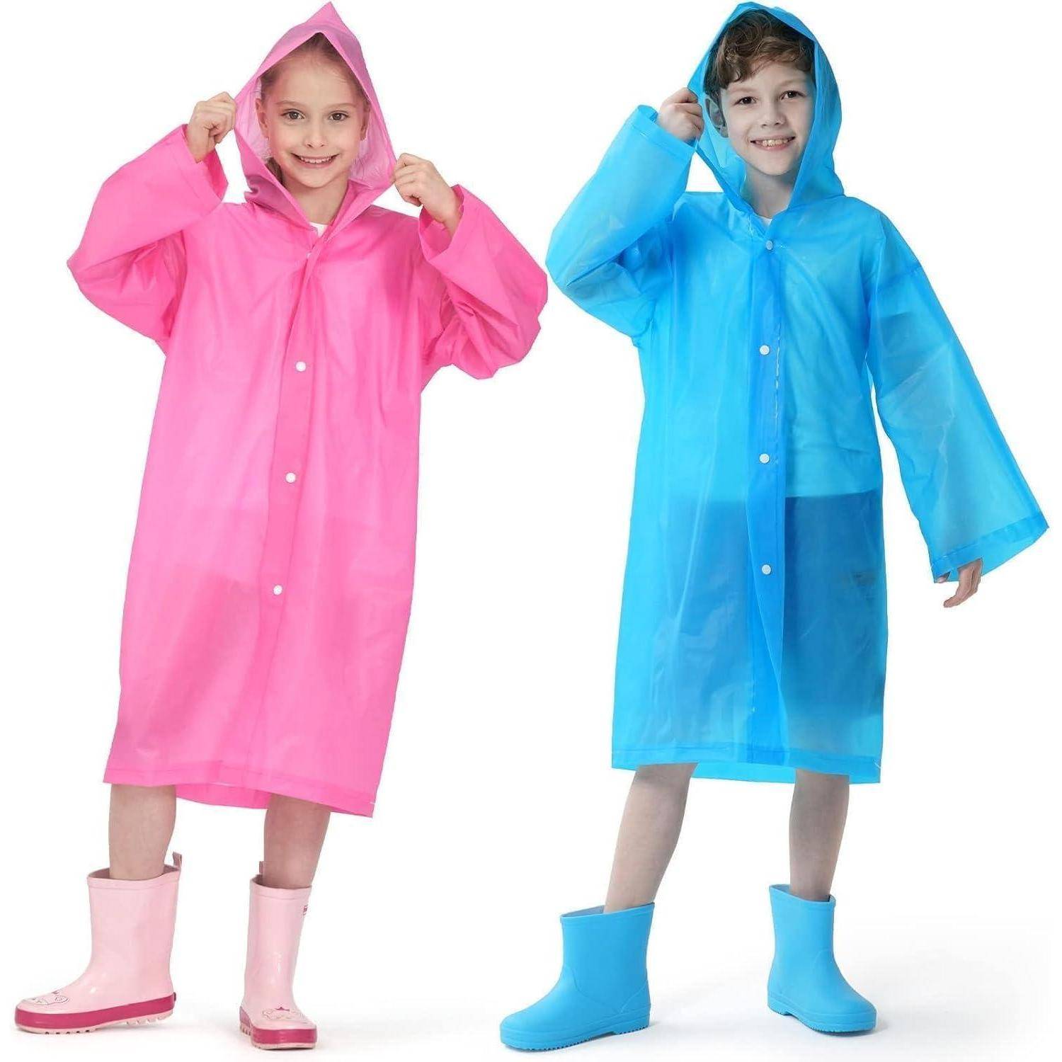 Regenponcho Kinder Wasserdicht Einheitsgröße 1 Blau+ 1 Rosa