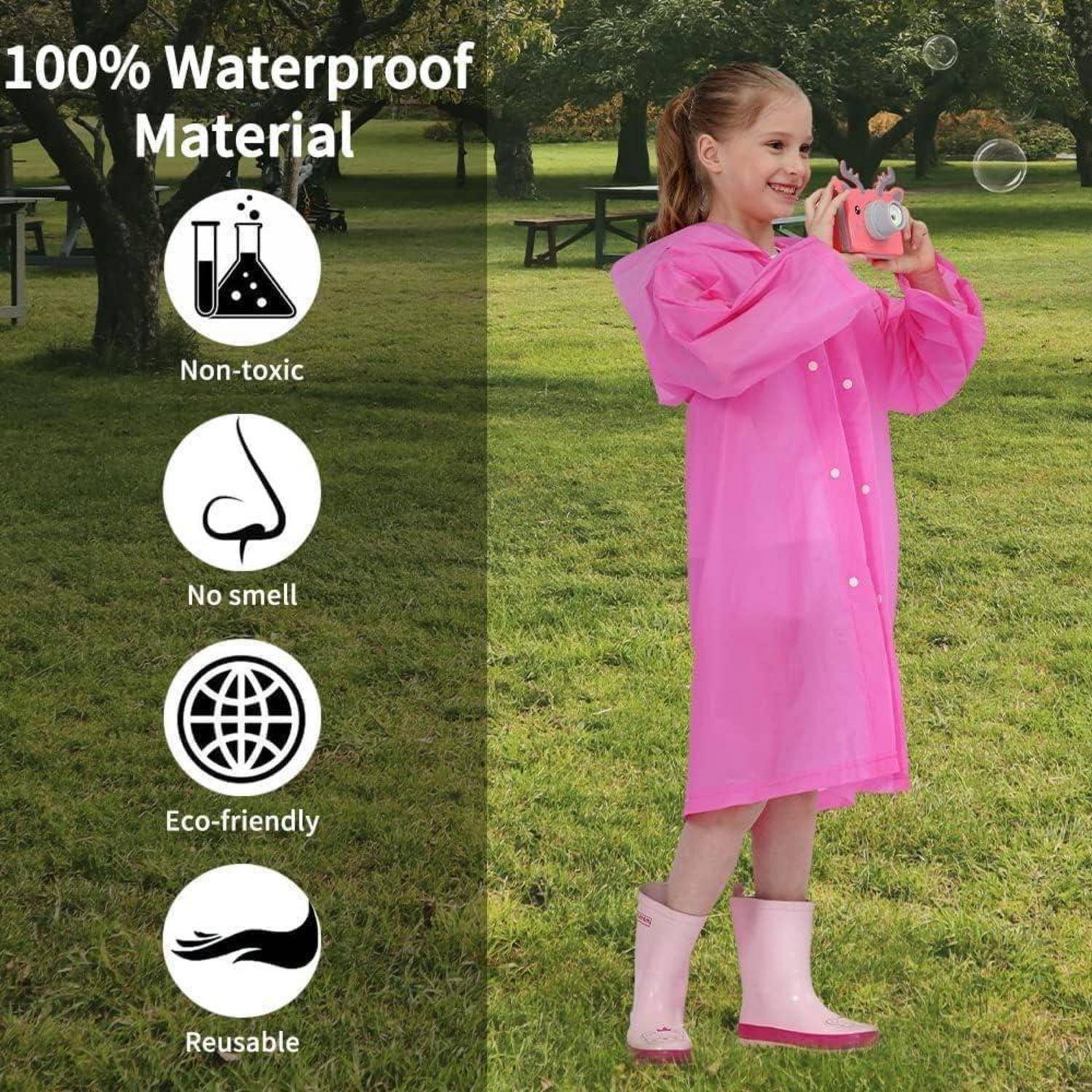Regenponcho Kinder Wasserdicht Einheitsgröße 1 Blau+ 1 Rosa