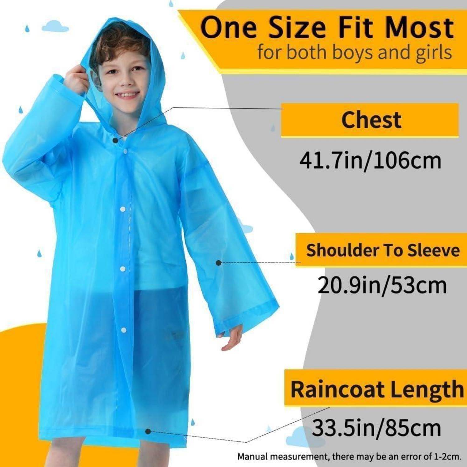 Regenponcho Kinder Wasserdicht Einheitsgröße 1 Blau+ 1 Rosa