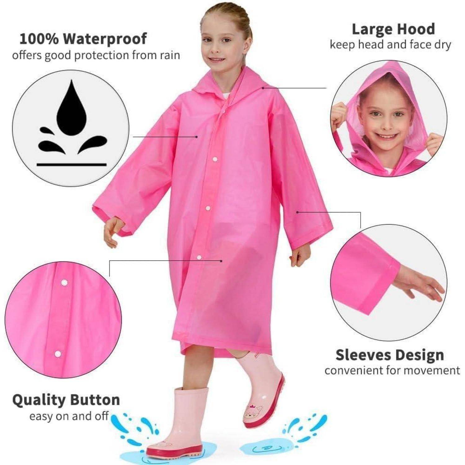 Regenponcho Kinder Wasserdicht Einheitsgröße 1 Blau+ 1 Rosa