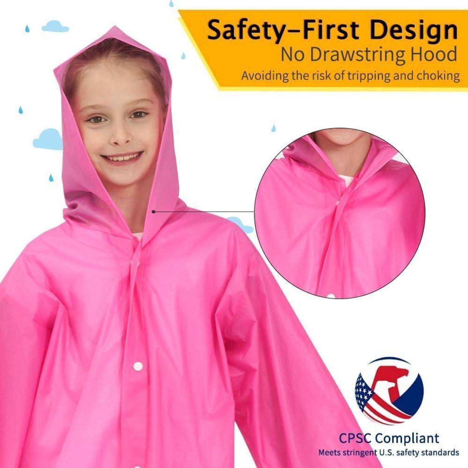 Regenponcho Kinder Wasserdicht Einheitsgröße 1 Blau+ 1 Rosa