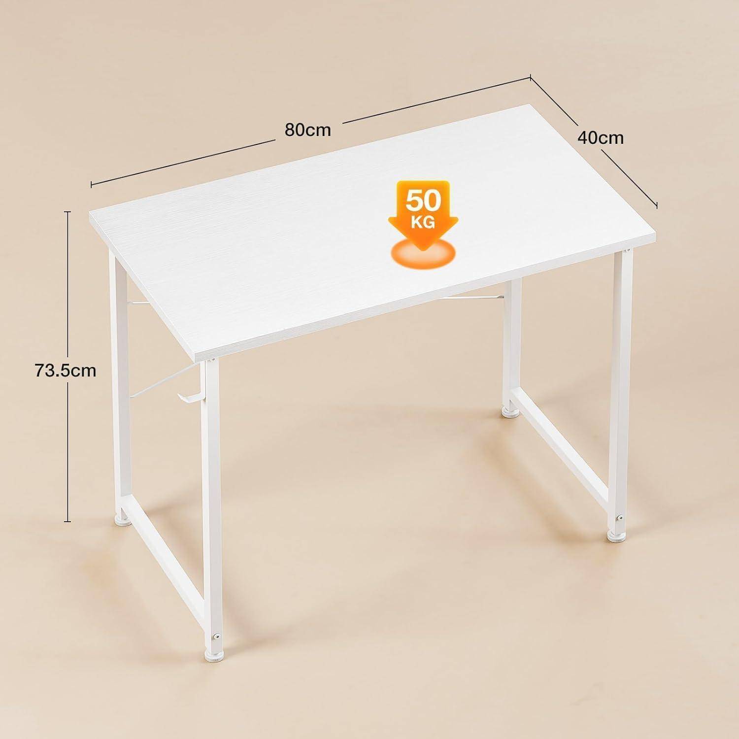 Schreibtisch kleiner Computertisch Kopfhörerhalter Holz Weiß 80×40cm