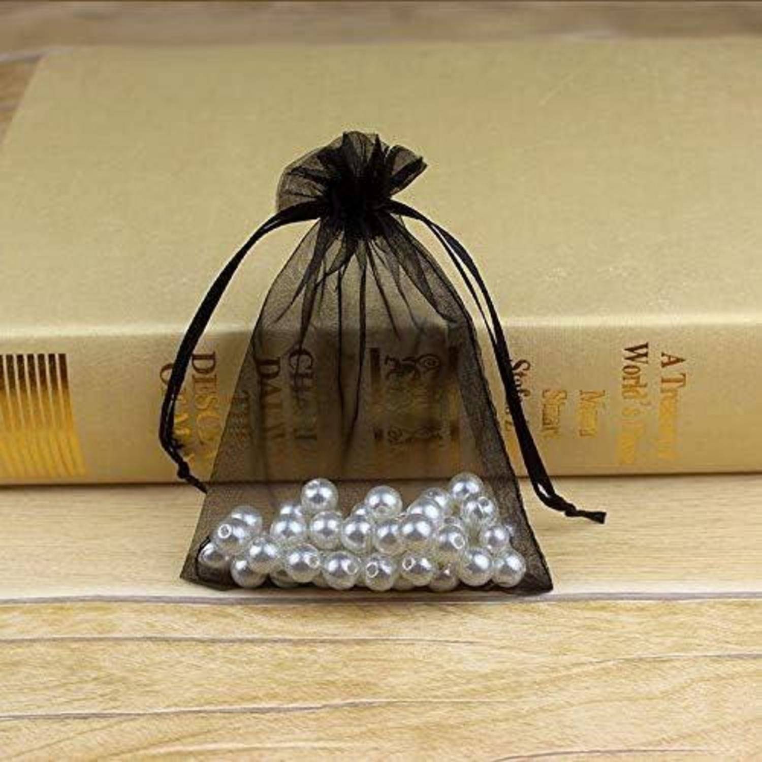 Organzasäckchen Schwarz Organzabeutel Schmuck 10*15cm,120pcs Schwarz