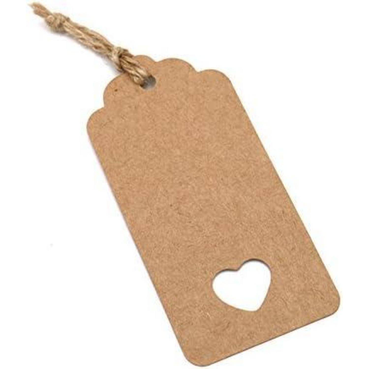 Geschenkanhänger Kraftpapier Hochzeit Taufe Juteschnur Braun 100 Stück
