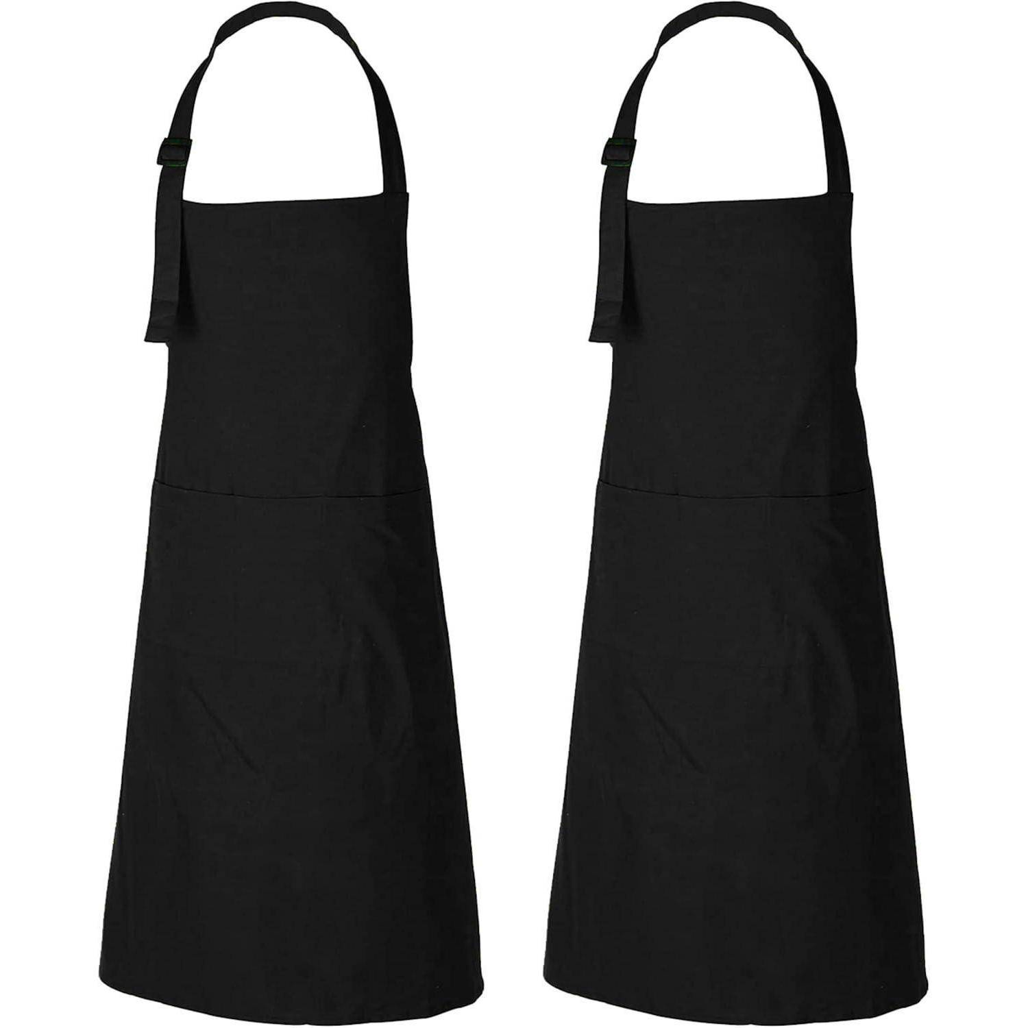 Kochschürze Baumwolle 69 x 89 cm 3 Taschen Frauen Männer 2 Schwarz