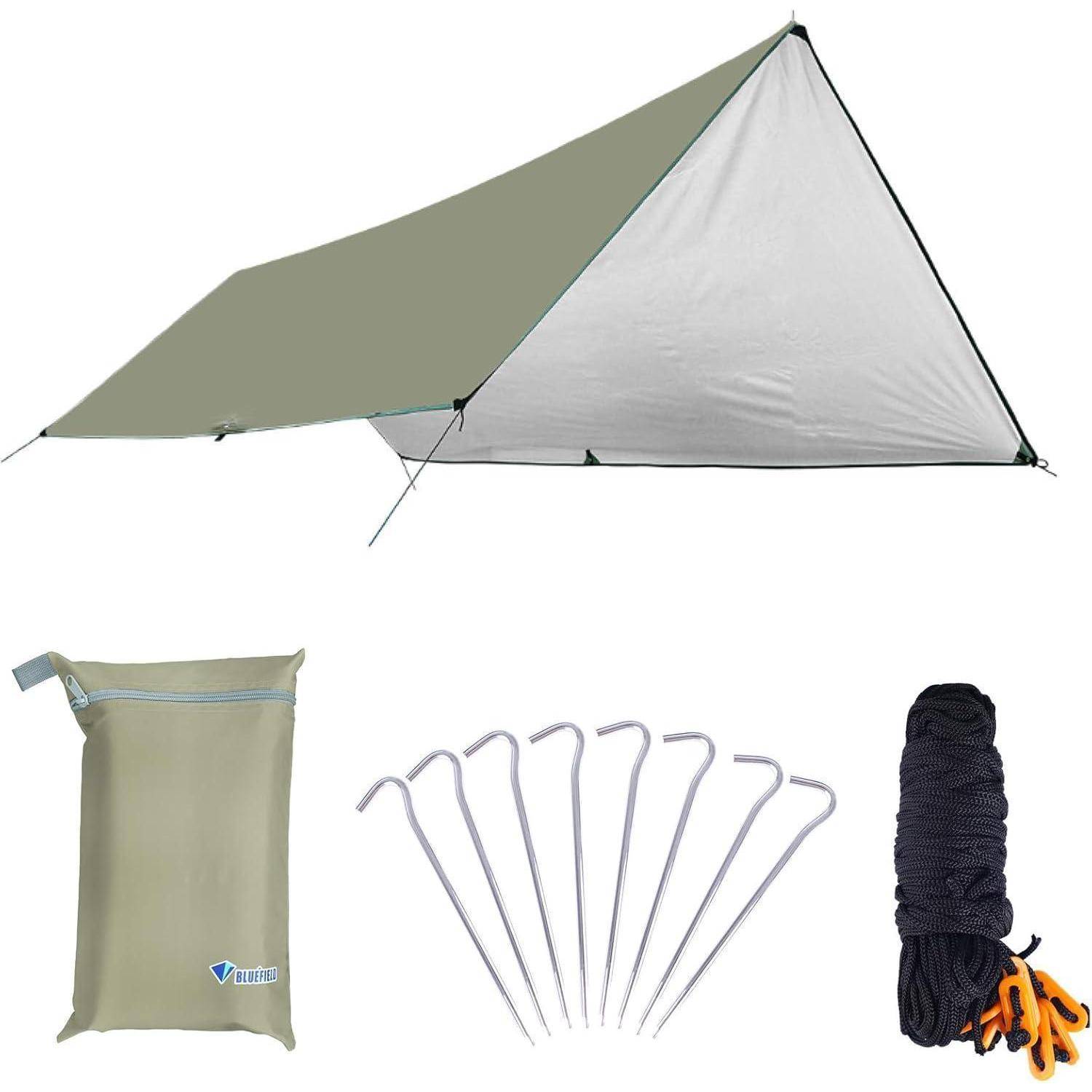 Zeltplane Hammock Tarp UPF50 UV Schutz Camping 06 Khaki 3 x 6 m