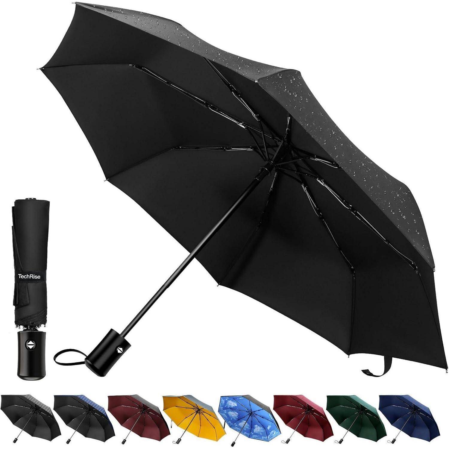 Regenschirm Sturmfest Taschenschirm Automatik Herren Damen schwarz