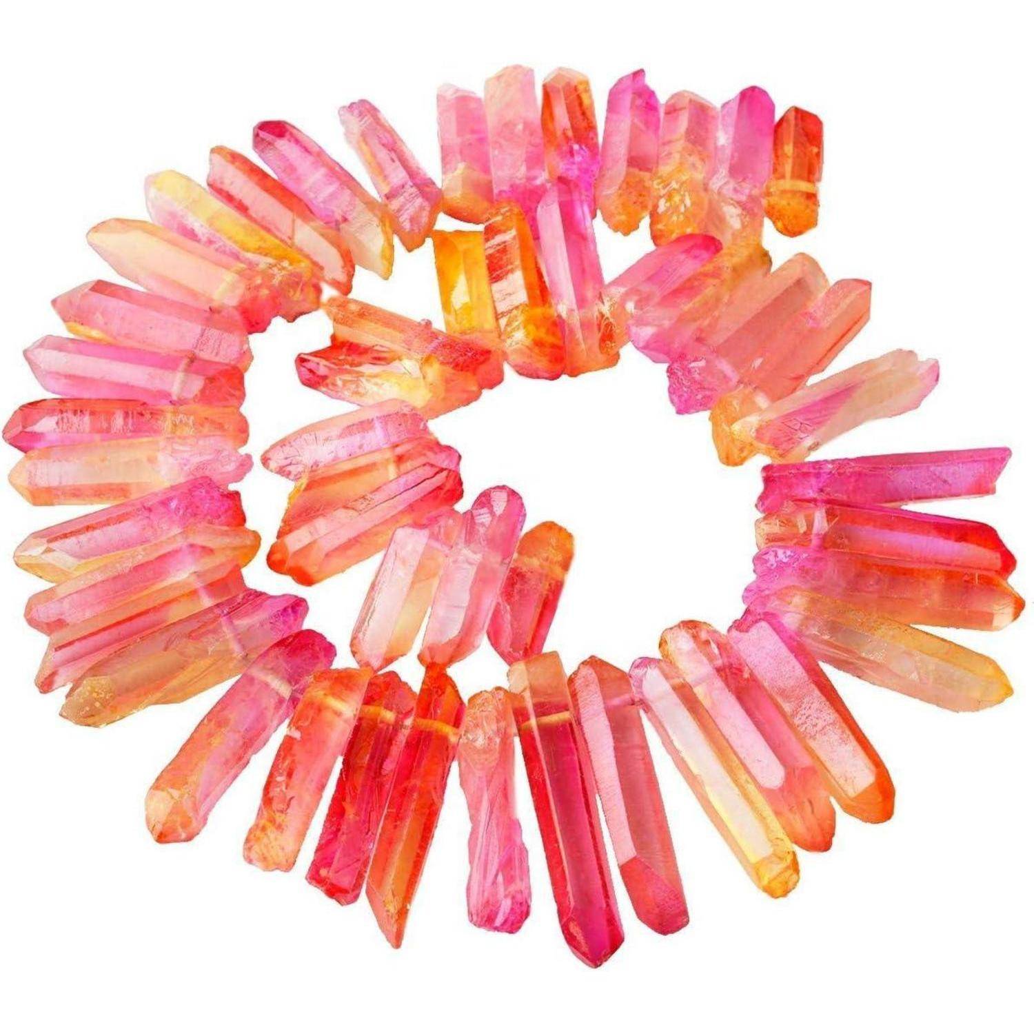 Perlen Titanium Kristall Quarz Spikes Rosa Gelb(Grob;13mm-42mm Perlen)