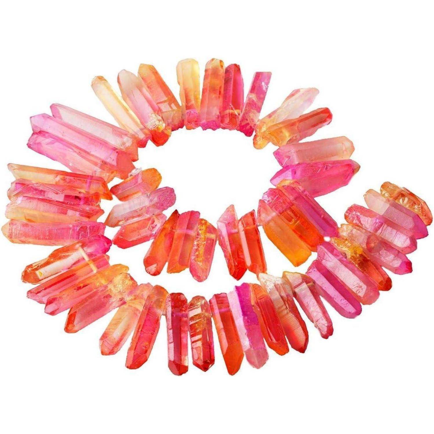Perlen Titanium Kristall Quarz Spikes Rosa Gelb(Grob;13mm-42mm Perlen)