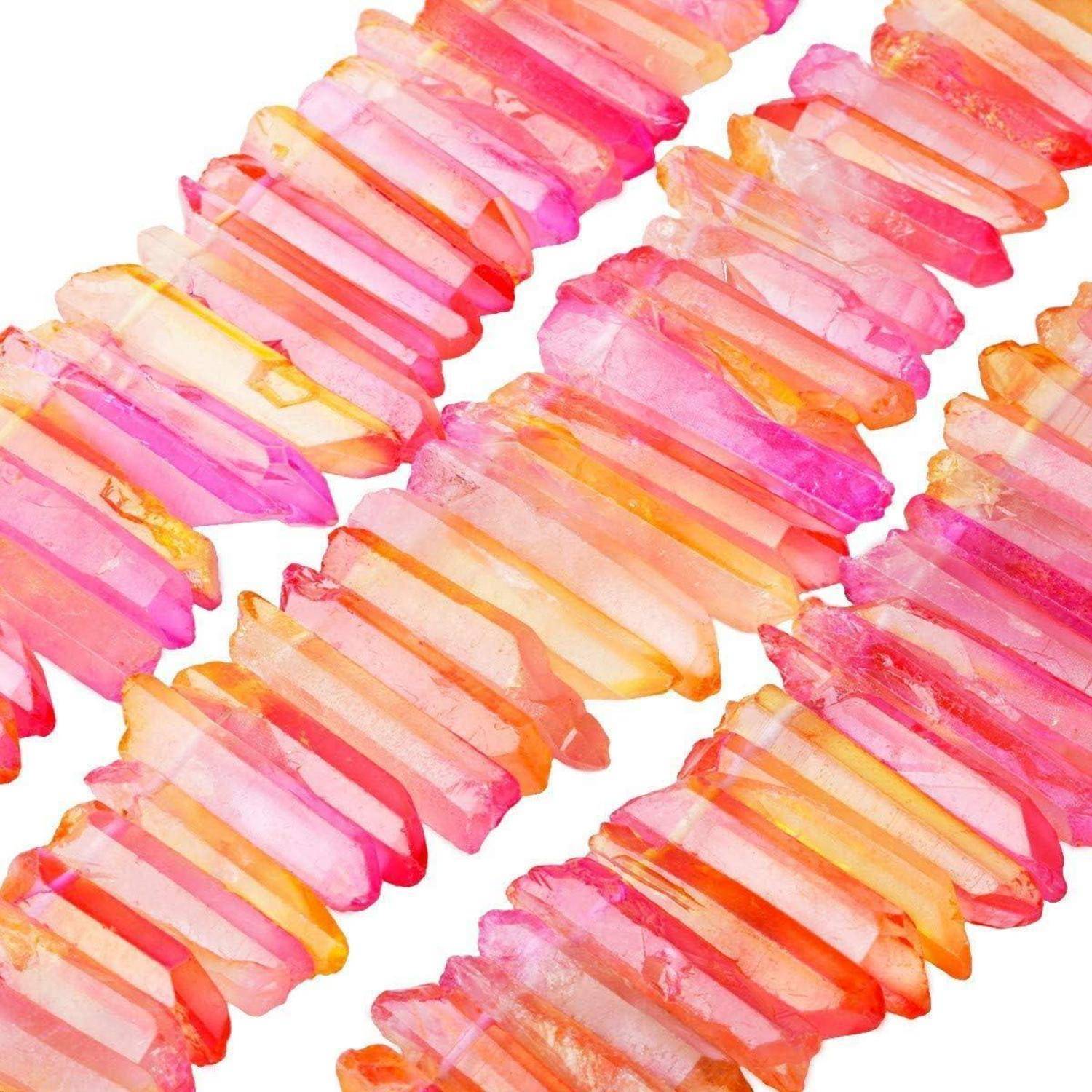 Perlen Titanium Kristall Quarz Spikes Rosa Gelb(Grob;13mm-42mm Perlen)