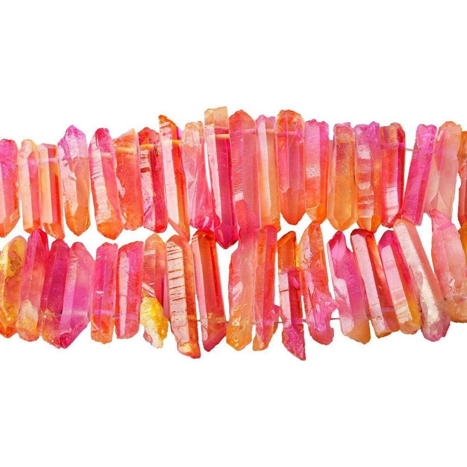 Perlen Titanium Kristall Quarz Spikes Rosa Gelb(Grob;13mm-42mm Perlen)