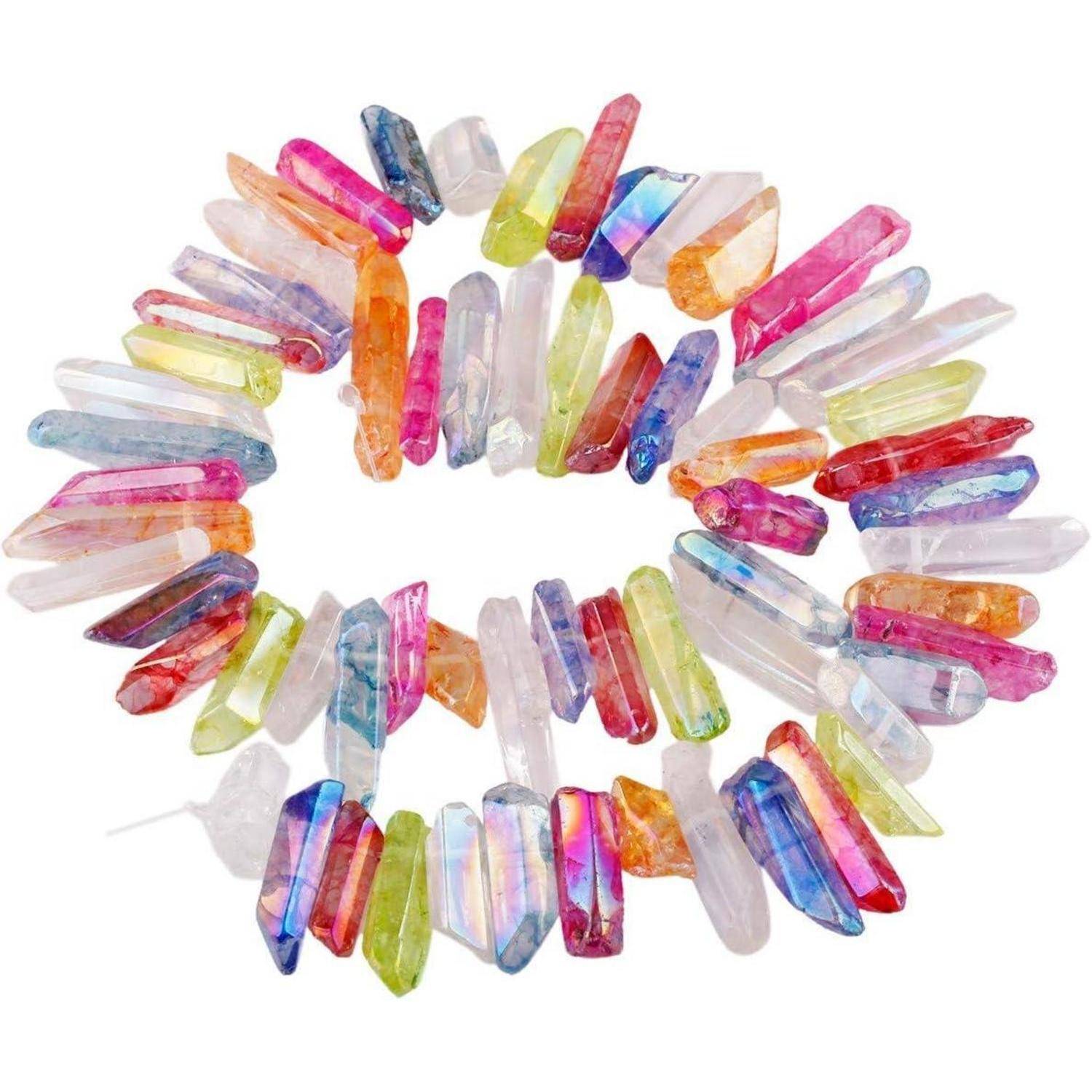 Perlen Titanium Kristall Quarz Regenbogen poliert 13mm 42mm Perlen