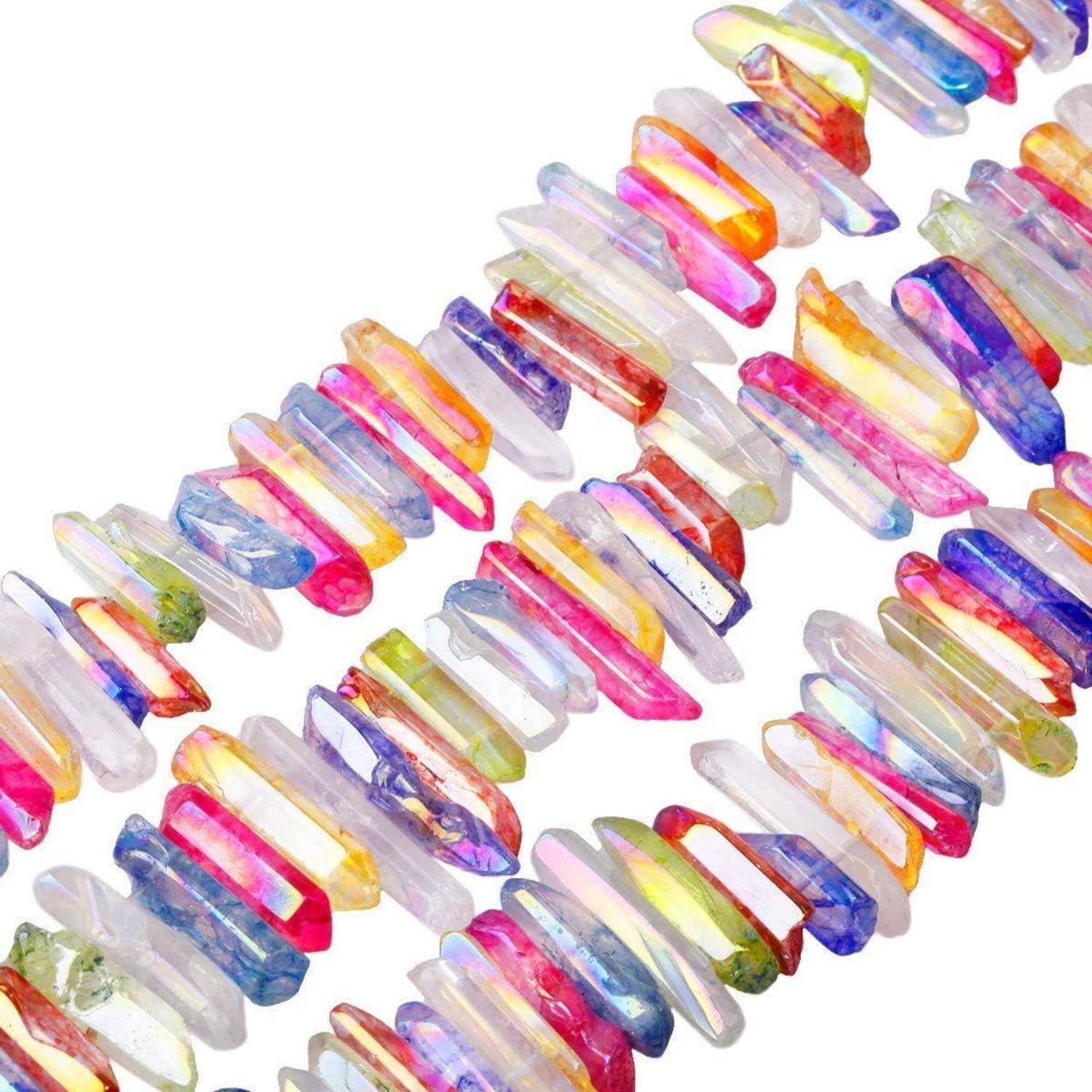 Perlen Titanium Kristall Quarz Regenbogen poliert 13mm 42mm Perlen