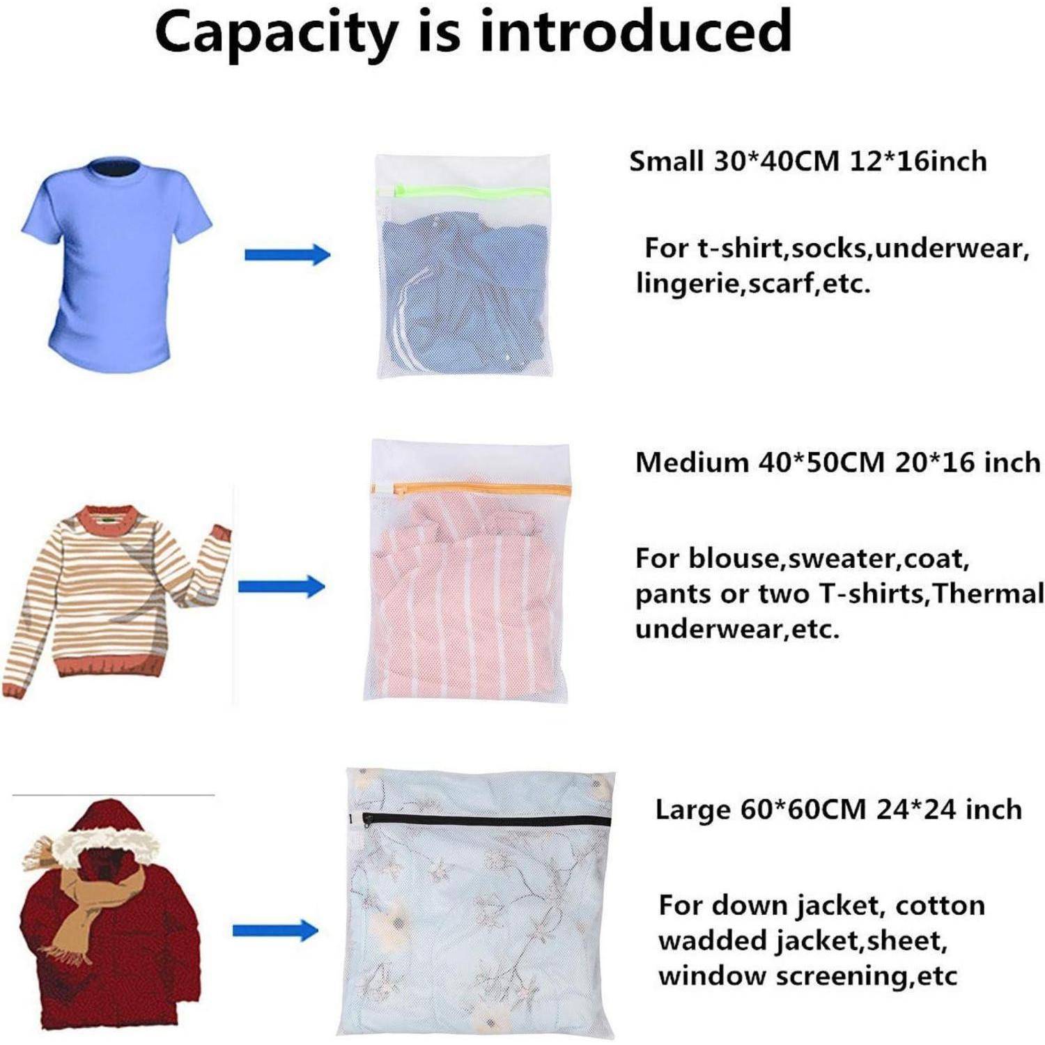 Wäschesäcke Mesh Waschmaschine 7 Set 1XL 2L 2M 2BH Weißes Netz