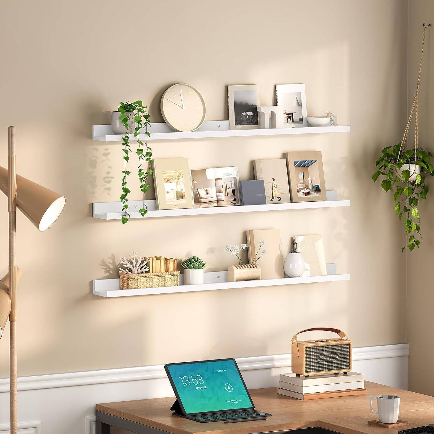 Wandregal 3er 90cm Hängeregal Regalbrett Bad Küche Büro Weiß