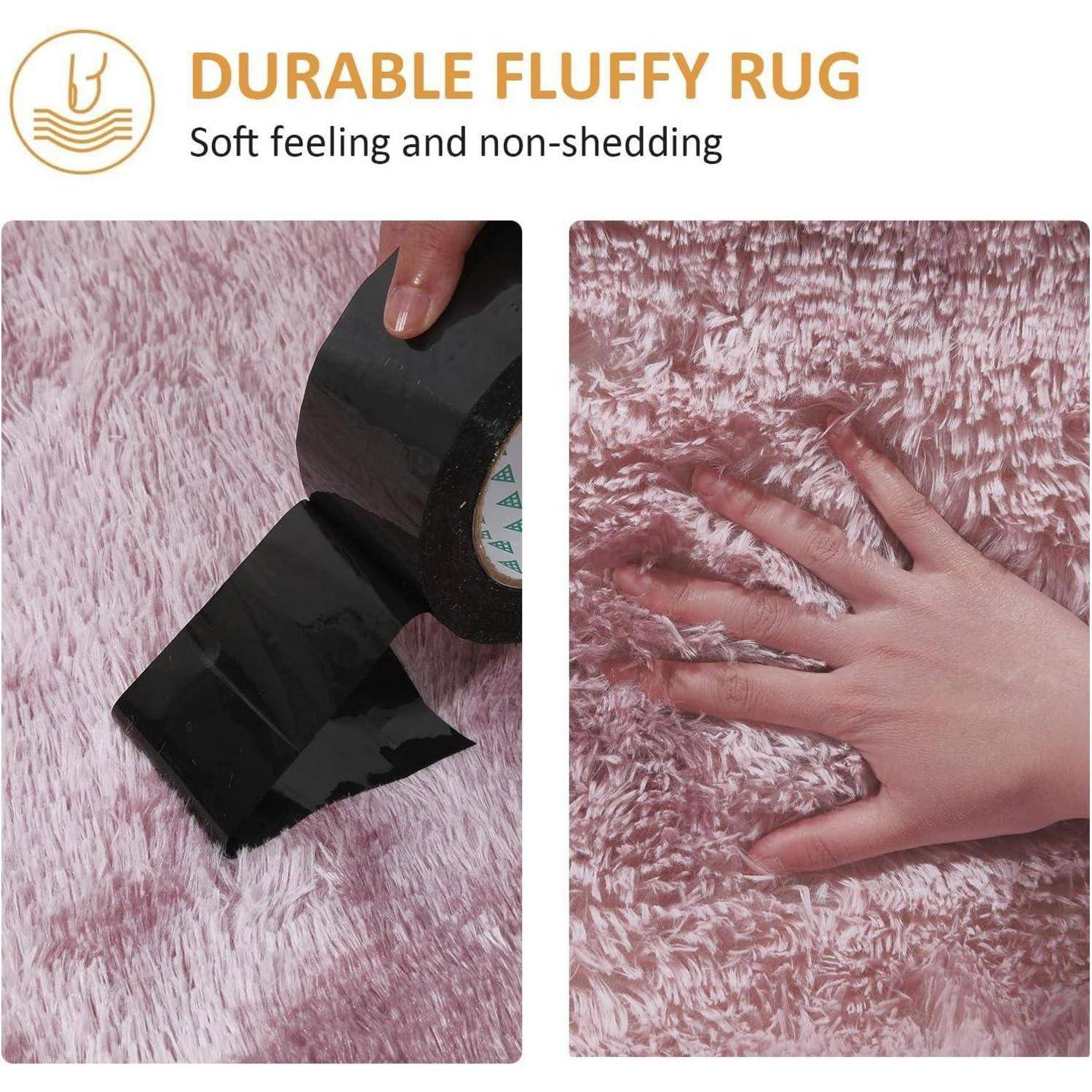 Flauschiger Shaggy Teppich Langflor rutschfest in Rosa 160x200 cm