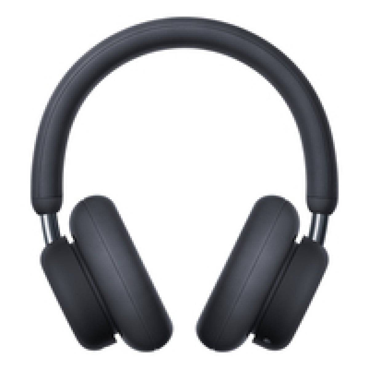 Schwarze Over-Ear-Kopfhörer mit gepolsterten Ohrmuscheln und einem breiten Kopfbügel, von vorne betrachtet.
