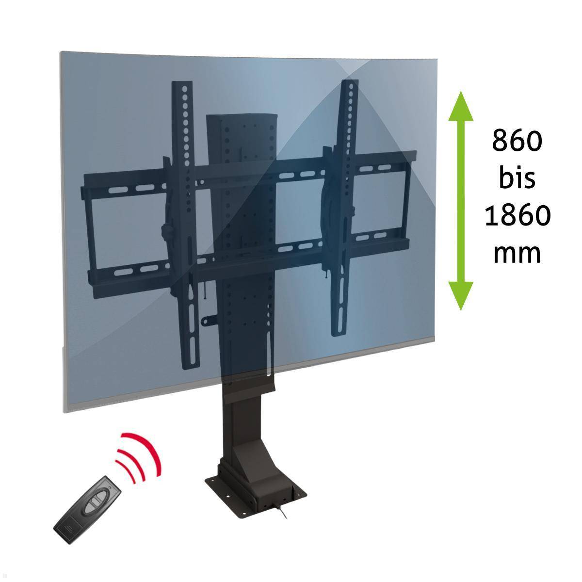 MonLines MLS040B Einbau TV Lift bis 80 kg, 860-1860 mm Hub, schwarz