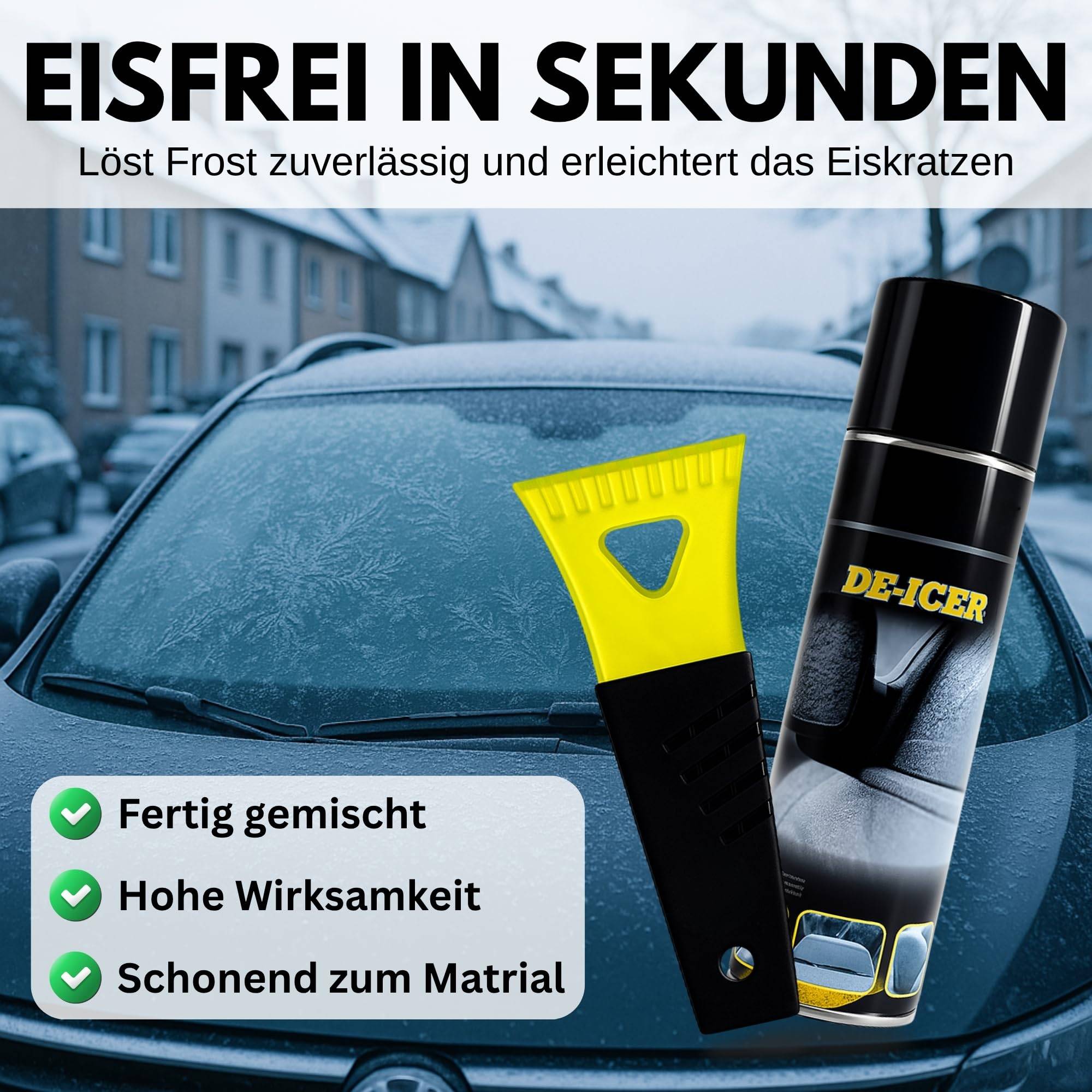 Auto Winter Set 2x Eiskratzer + Enteiser Spray Enteisung Windschutzscheiben Scheibe PKW LKW