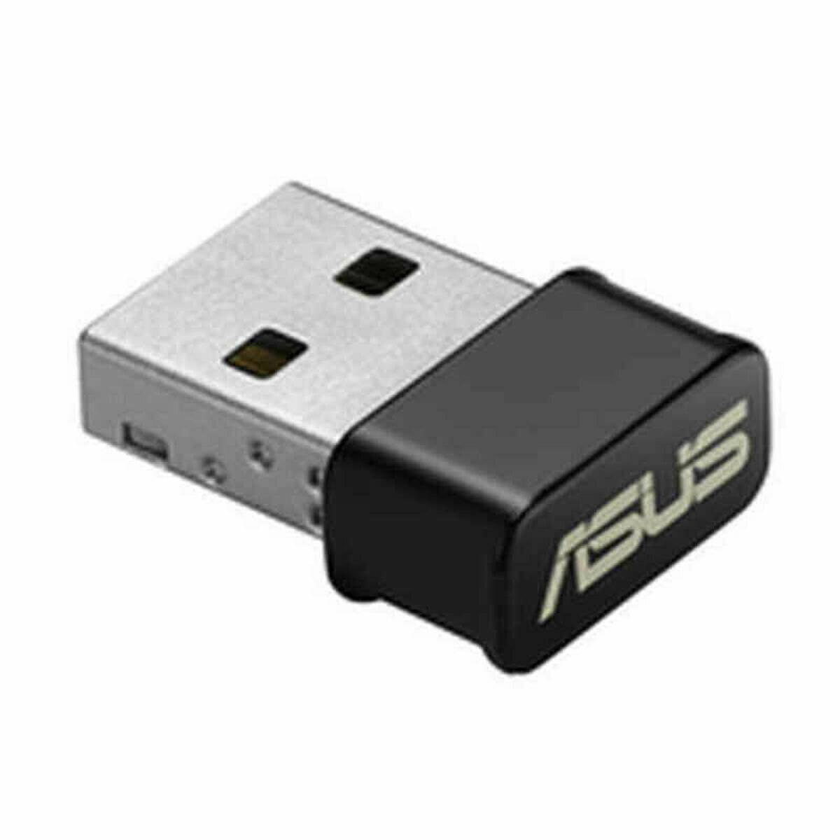 ASUS-Marken-USB-Dongle in Schwarz mit Metallstecker, verwendet für drahtlose Konnektivität.