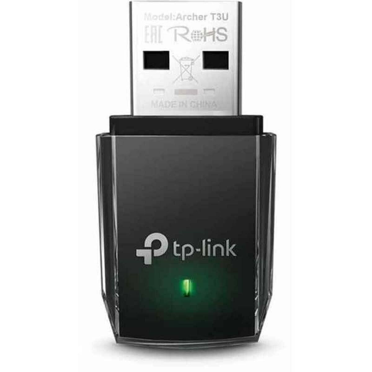 TP-Link USB-WLAN-Adapter, Modell Archer T3U, mit LED-Anzeige, unterstützt drahtlose Konnektivität für Geräte.
