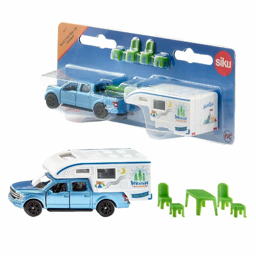 SIKU SUPER Ford F150 Pick-Up Camper, Modellfahrzeug (blau/weiÃ  )