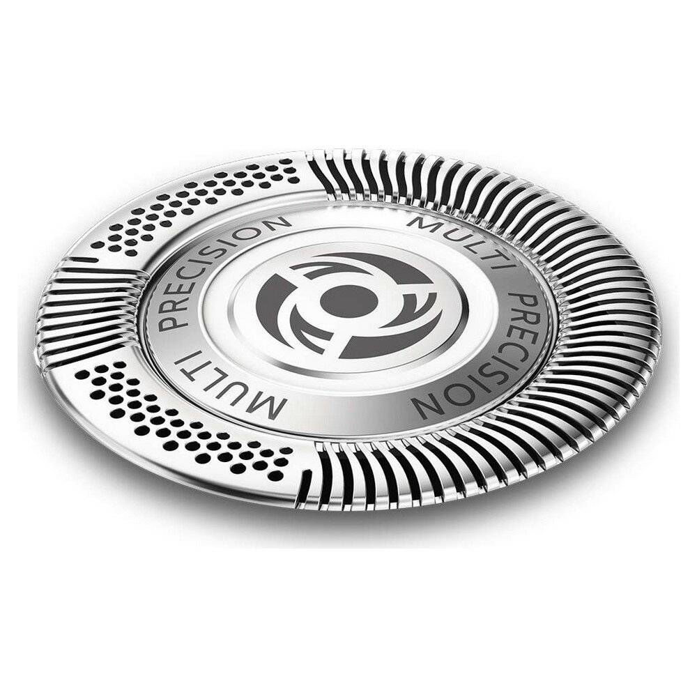 Multi Precision' Rasiermesser mit Kreismuster, das ein komplexes Design für eine besonders glatte Rasur zeigt.