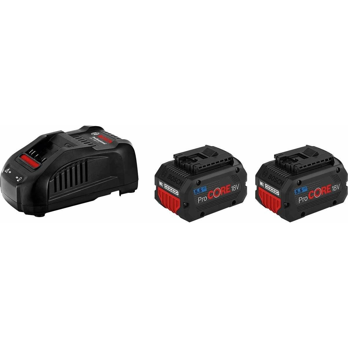 Bosch Starter-Set 18V (2x ProCORE 18V 5.5Ah + GAL 1880 CV Professional) (schwarz, 2x Akku + LadegerÃ ¤ t, AMPShare Alliance)