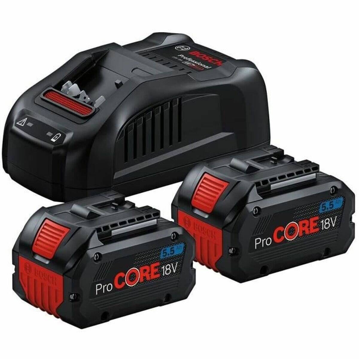 Bosch Starter-Set 18V (2x ProCORE 18V 5.5Ah + GAL 1880 CV Professional) (schwarz, 2x Akku + LadegerÃ ¤ t, AMPShare Alliance)