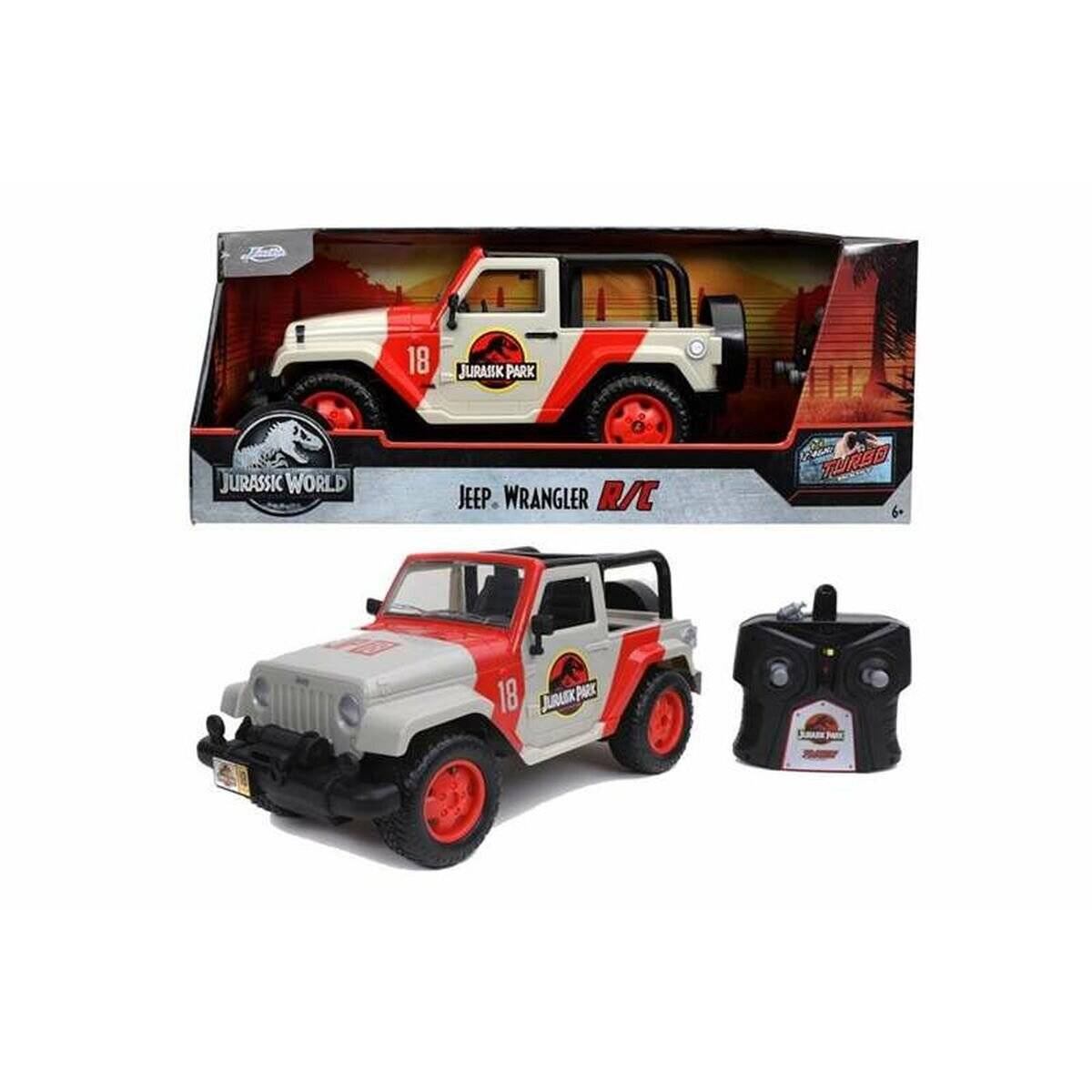 Jada Toys Jurassic Park RC Jeep Wrangler (beige/rot, 1:16)
