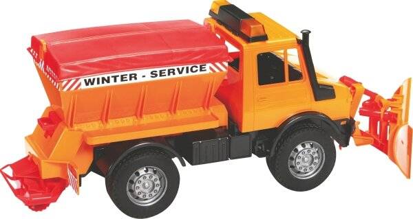 bruder MB-Unimog Winterdienst mit RÃ ¤ umschild, Modellfahrzeug