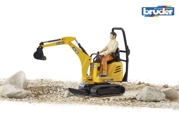 bruder JCB Mikrobagger 8010 CTS und Bauarbeiter, Modellfahrzeug (gelb)