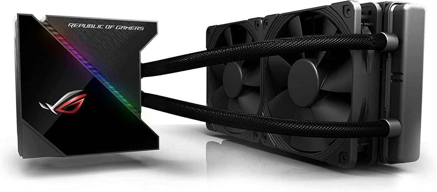 Ein Flüssigkühlsystem mit Doppellüftern und Schläuchen, gekennzeichnet mit 