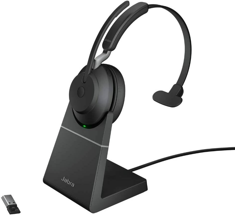 Jabra Headset Evolve2 65 UC Mono, inkl. Link 380a & Ladesta.