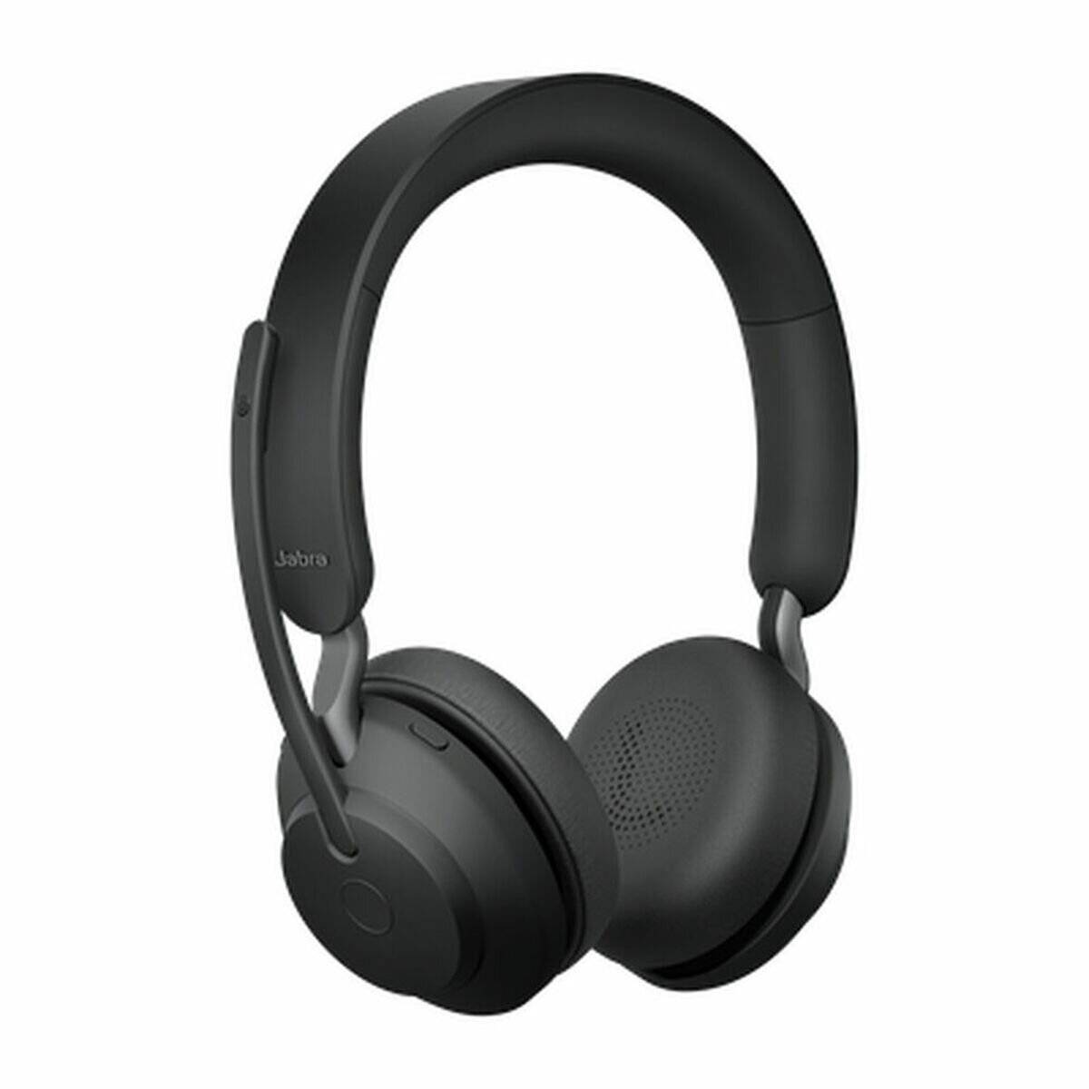 Schwarze kabellose Over-Ear-Kopfhörer mit integriertem Mikrofon, entwickelt für Komfort und hochwertige Audioqualität.