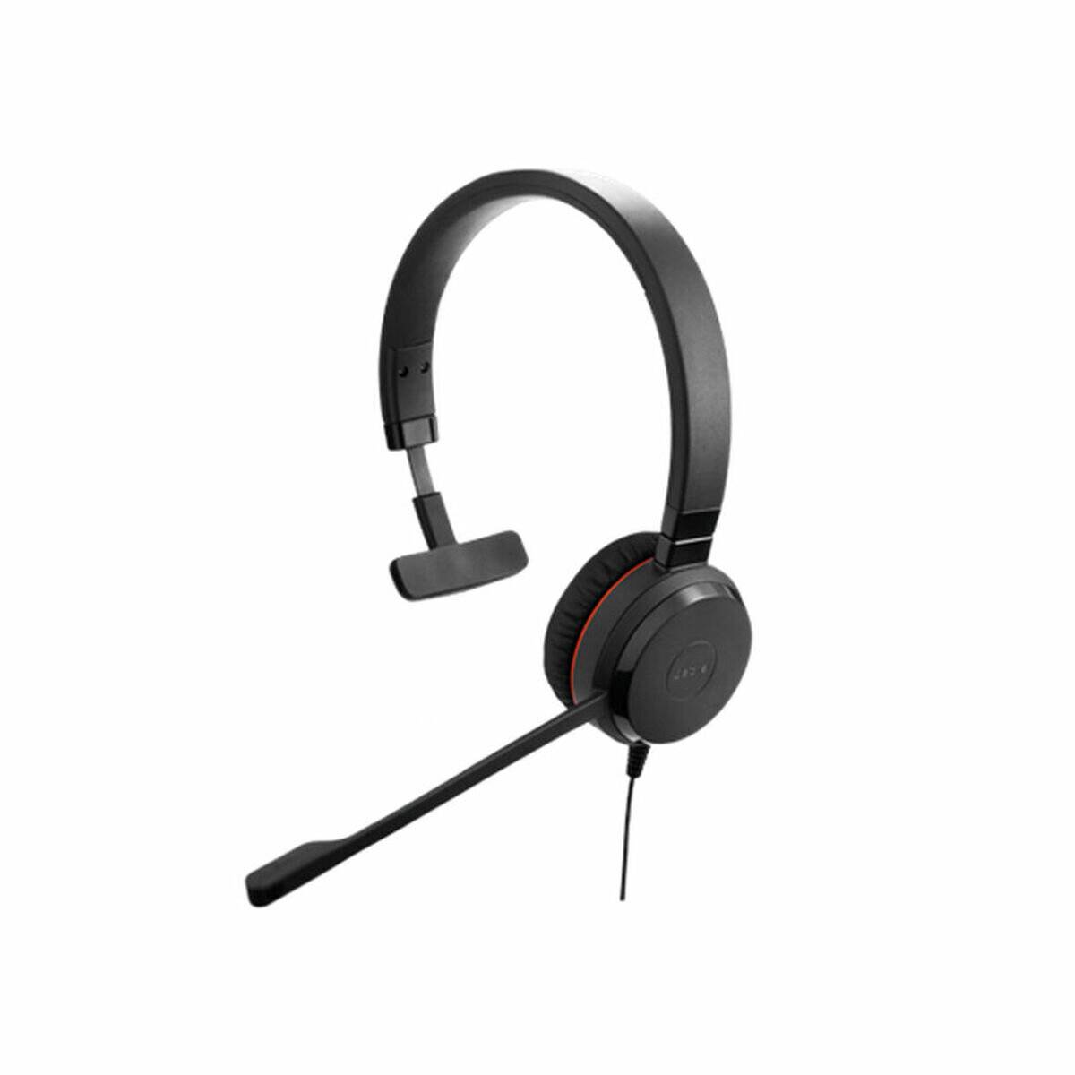 Ein schwarzes kabelgebundenes Headset mit einem verstellbaren Mikrofon, das für Audiokommunikation oder Audiowiedergabe entwickelt wurde.